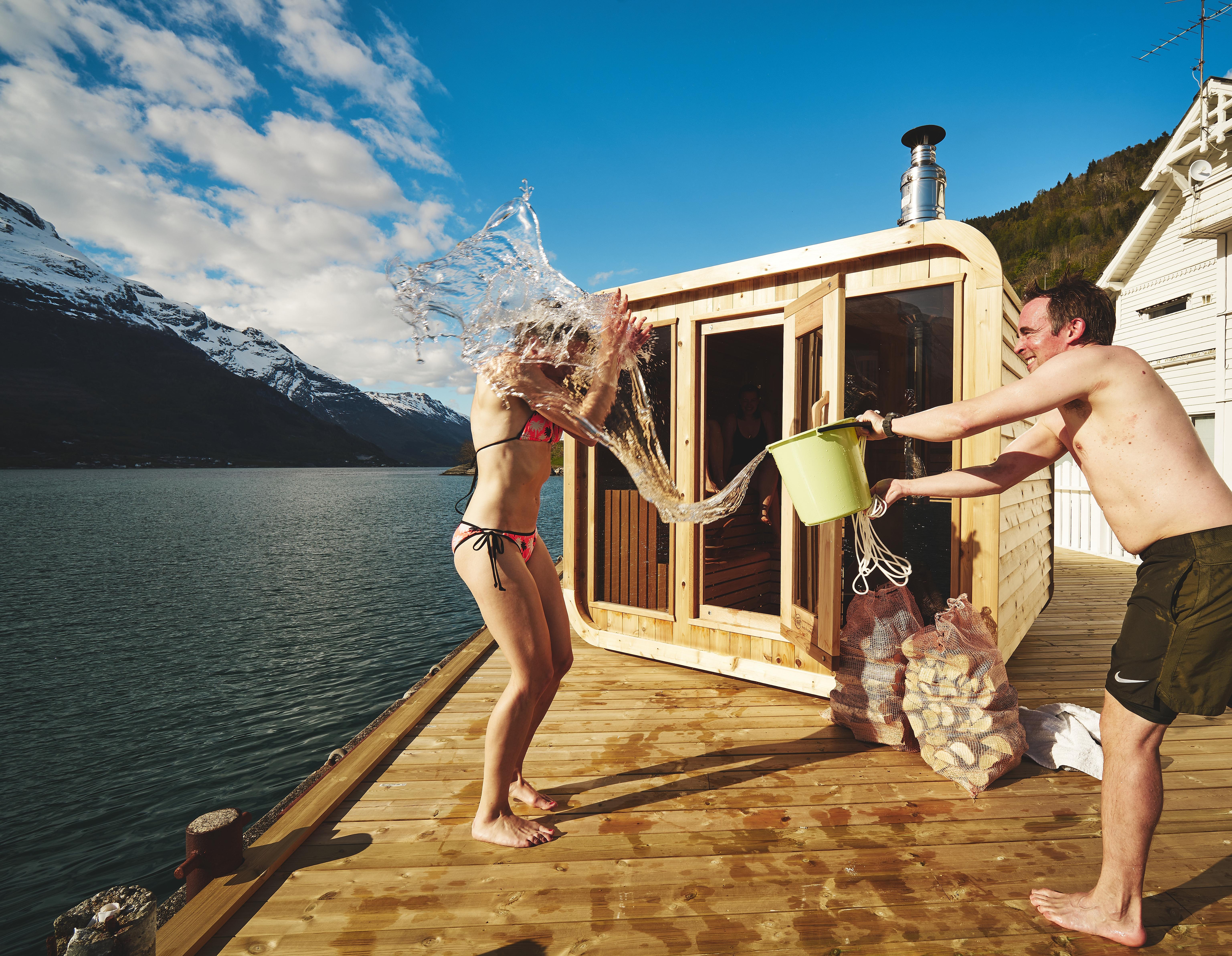 The sauna Heit Sørfjorden outside of Lofthus in the Hardangerfjord region in Fjord Norway