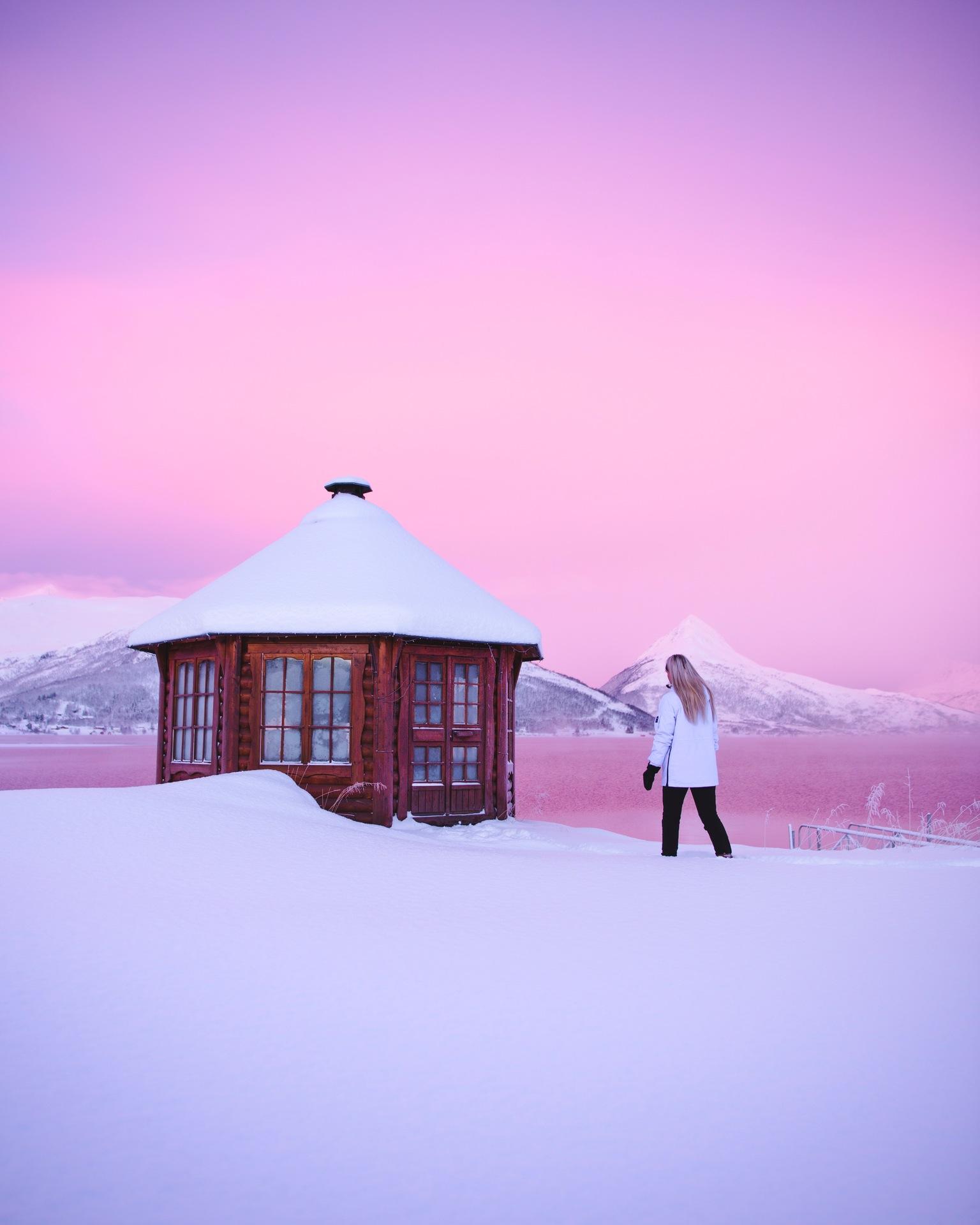 A woman in Fjordbotn at Senja.