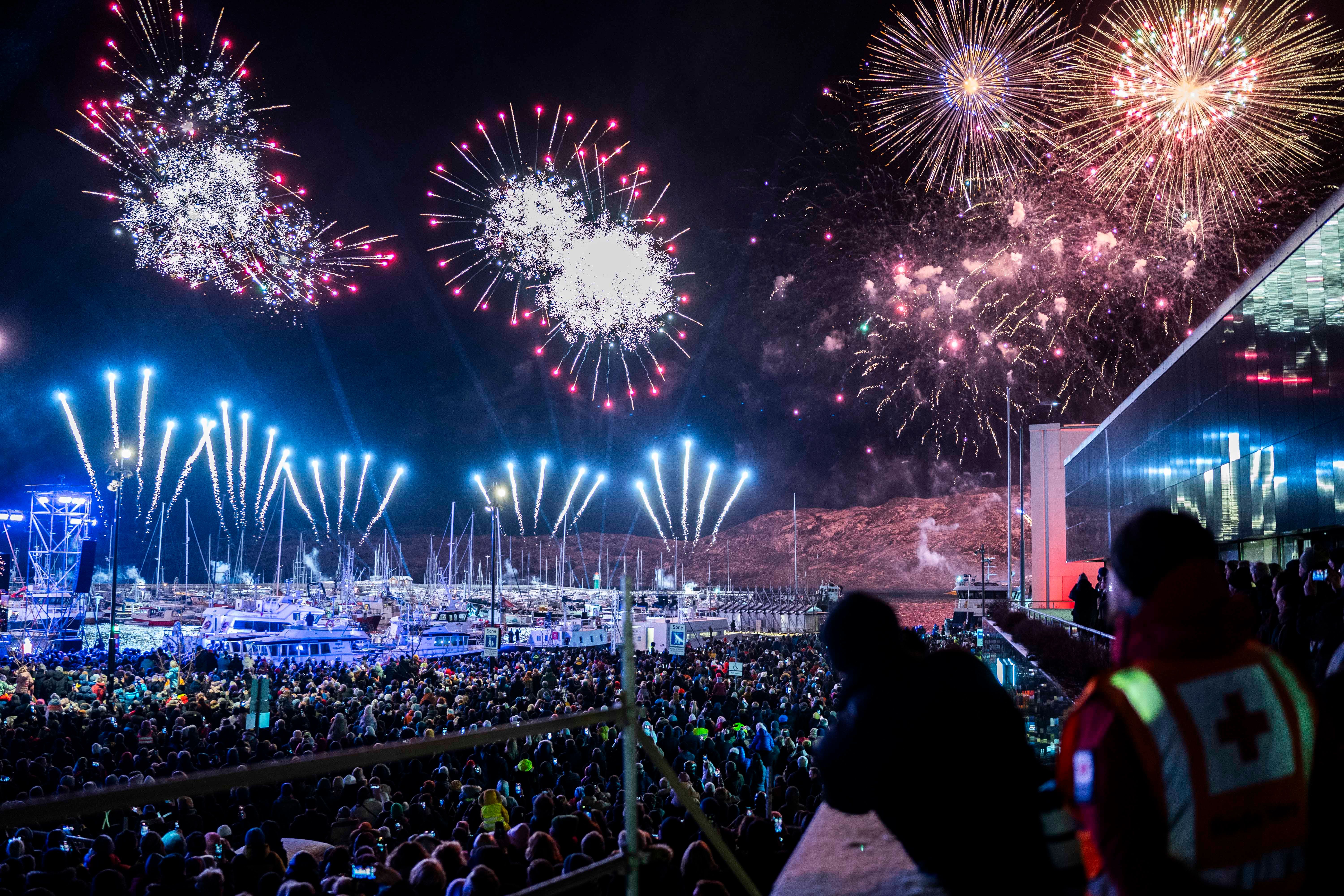 Fireworks over the dock at Bodø2024