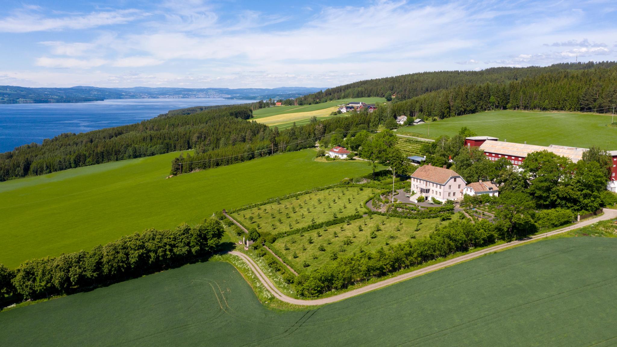 The Hovelsrud farm at Helgøya in the Hamar region, Eastern Norway