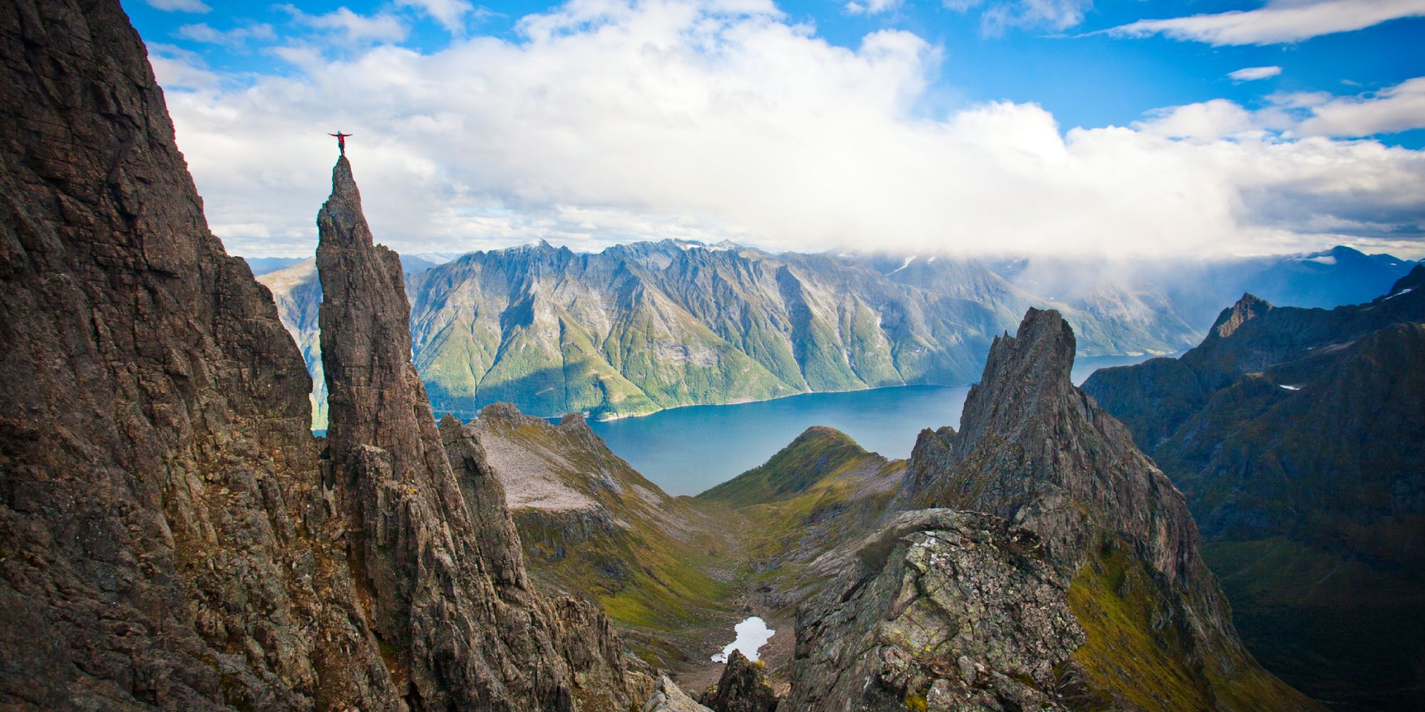 Person climbing Bladet in Molladalen in Ørsta, Sunnmøre