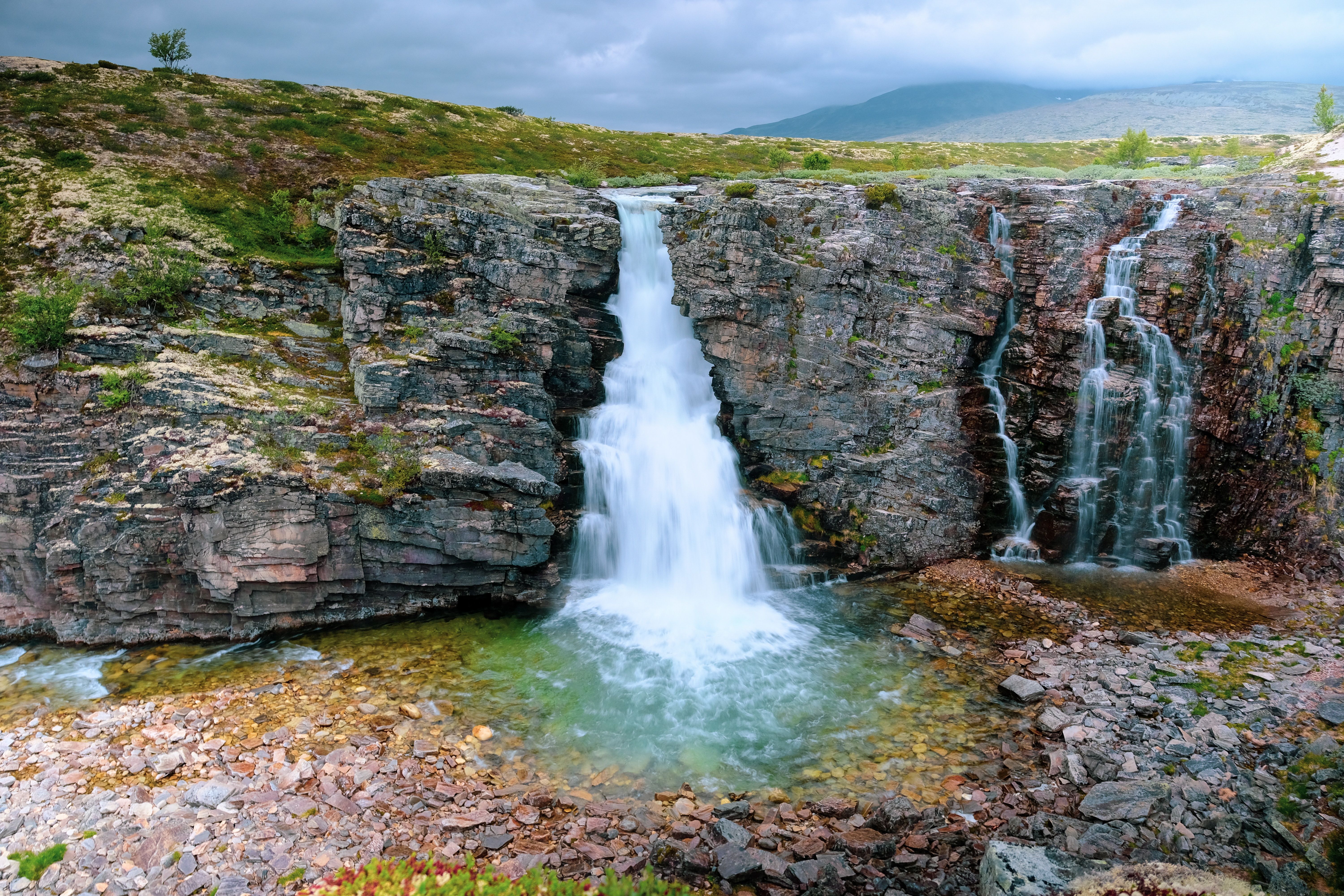 The Brudesløret waterfall in Rondane, Eastern Norway.