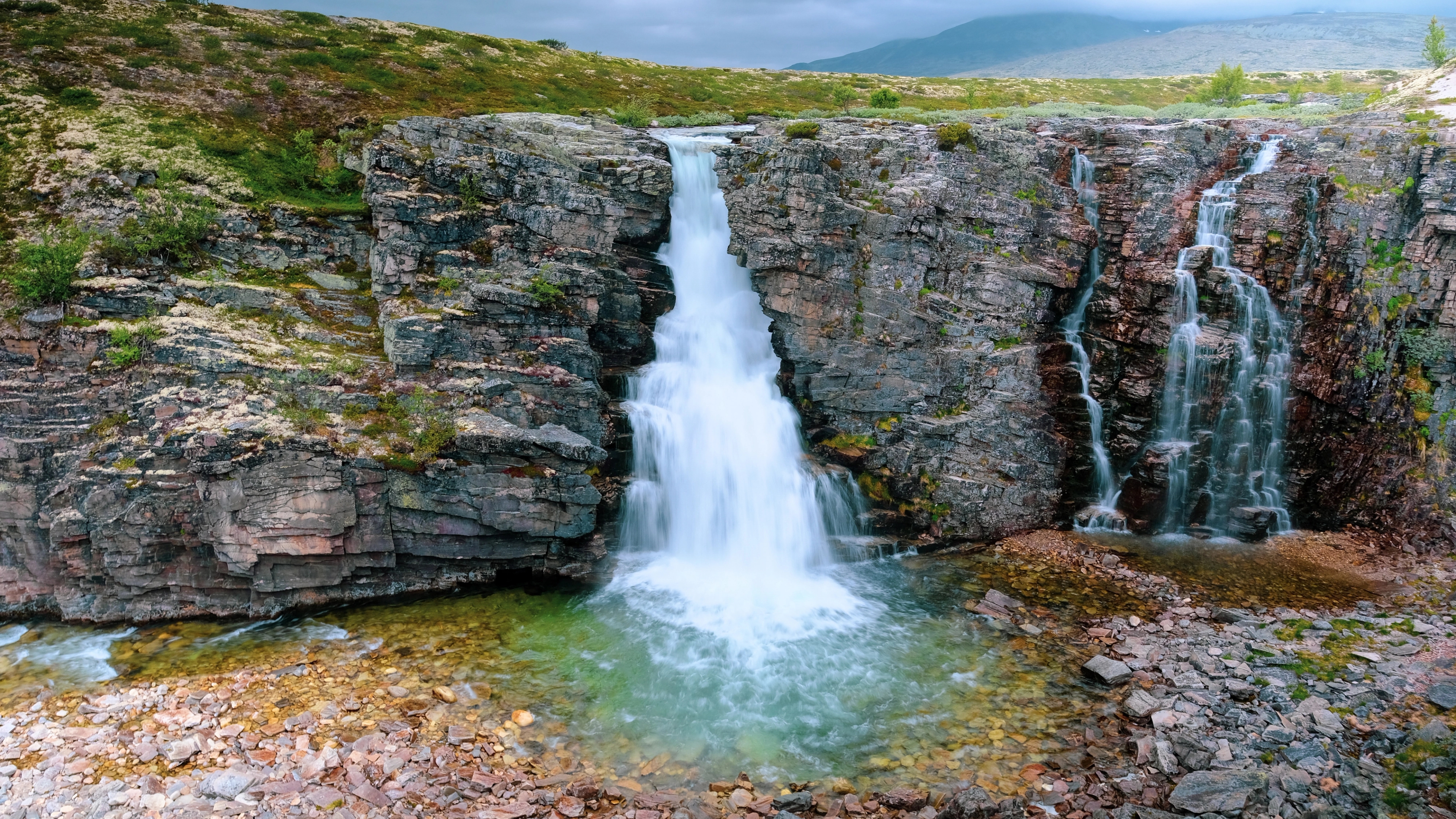 The Brudesløret waterfall in Rondane, Eastern Norway.