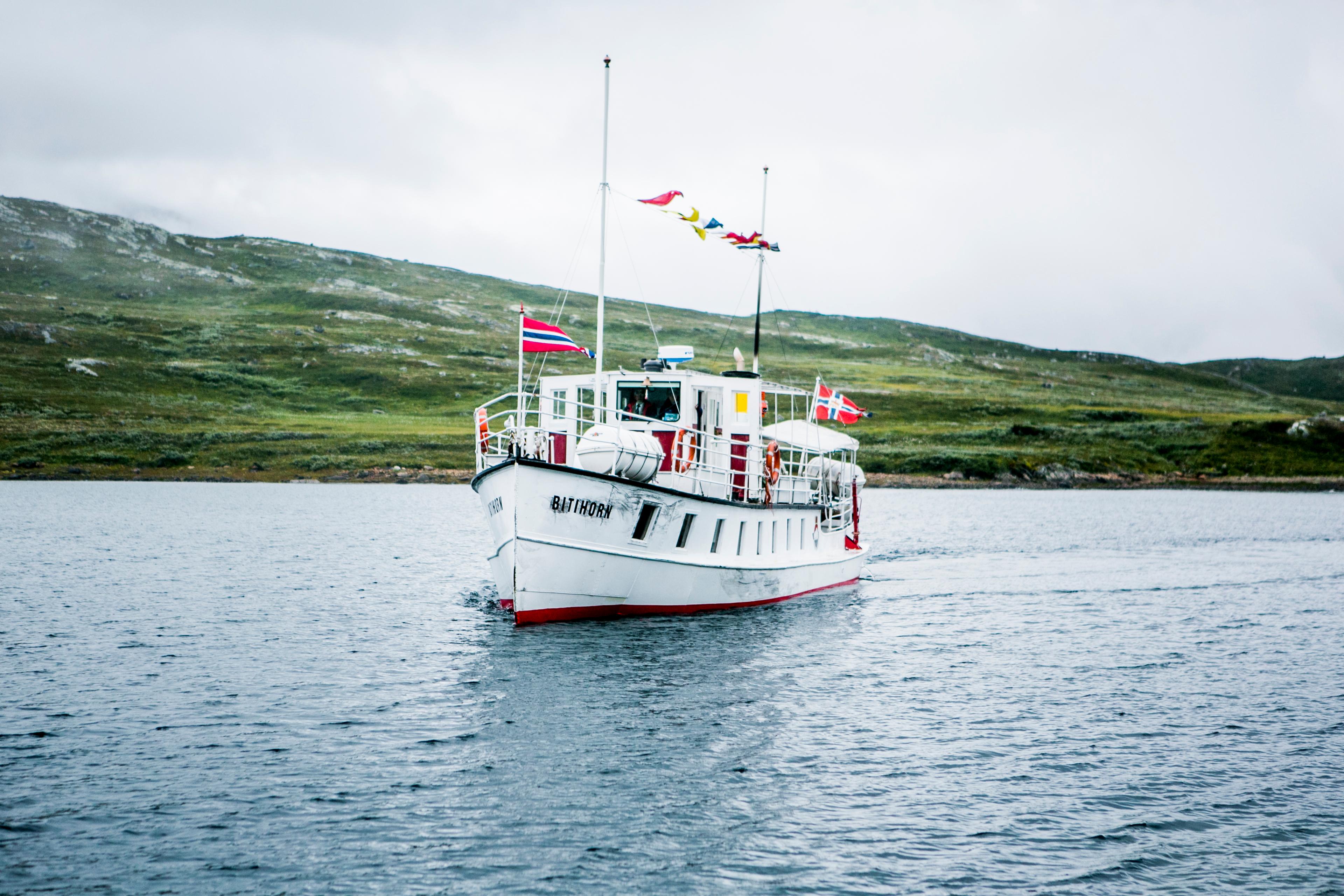 A boat on a mountain lake in the Jotunheimen mountains.