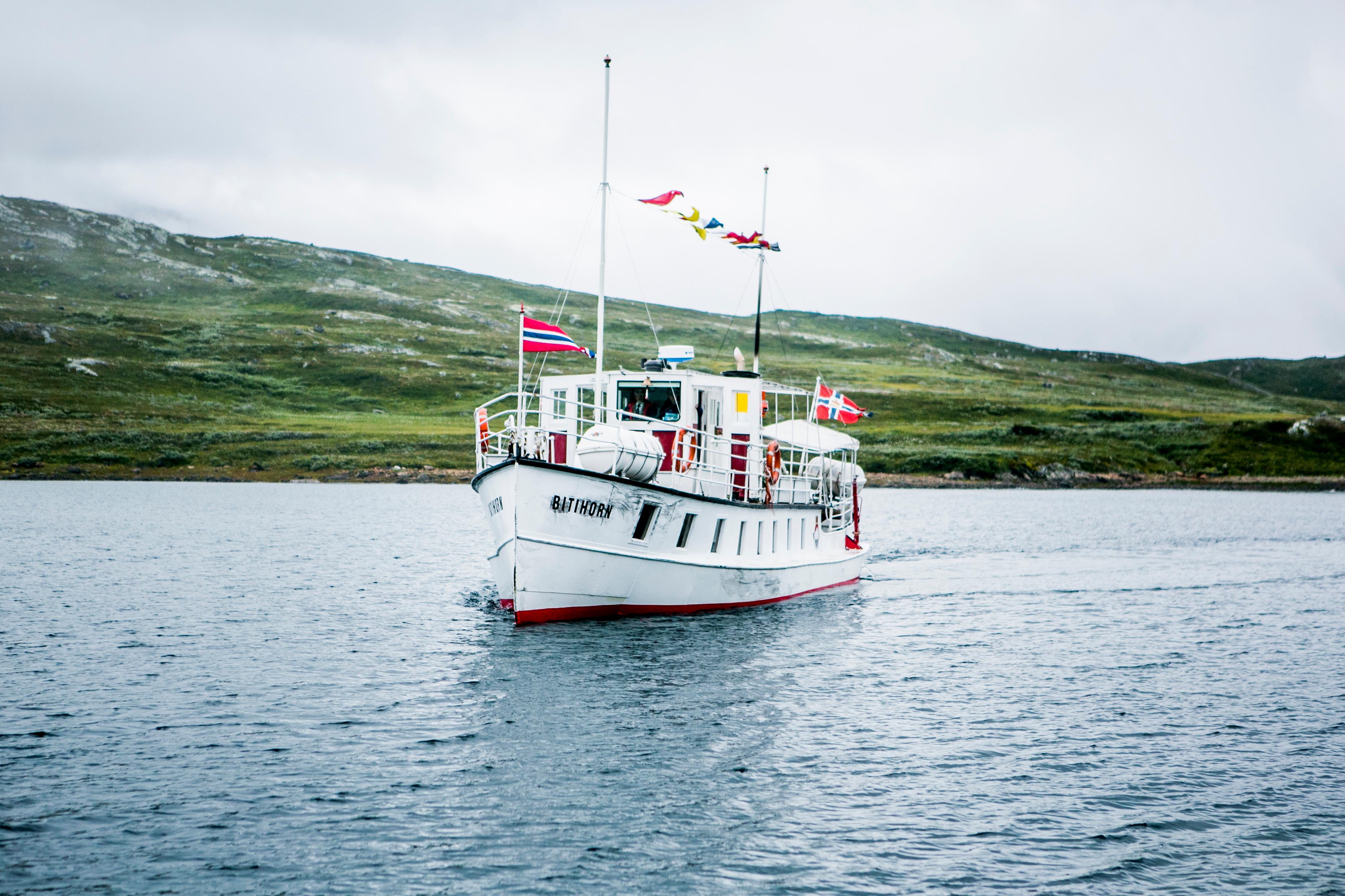 A boat on a mountain lake in the Jotunheimen mountains.