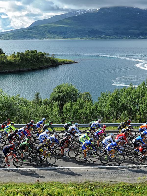Pro cyclists competing in the Arctic Race of Norway