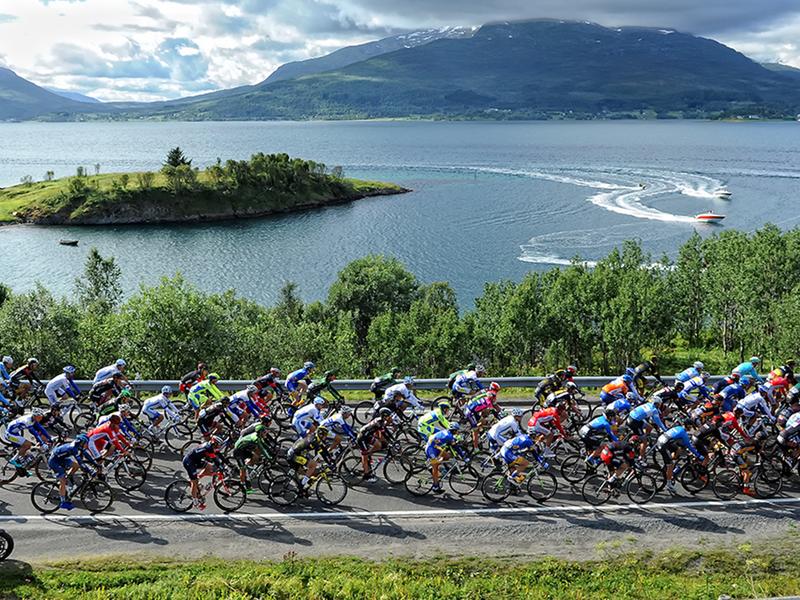 Pro cyclists competing in the Arctic Race of Norway