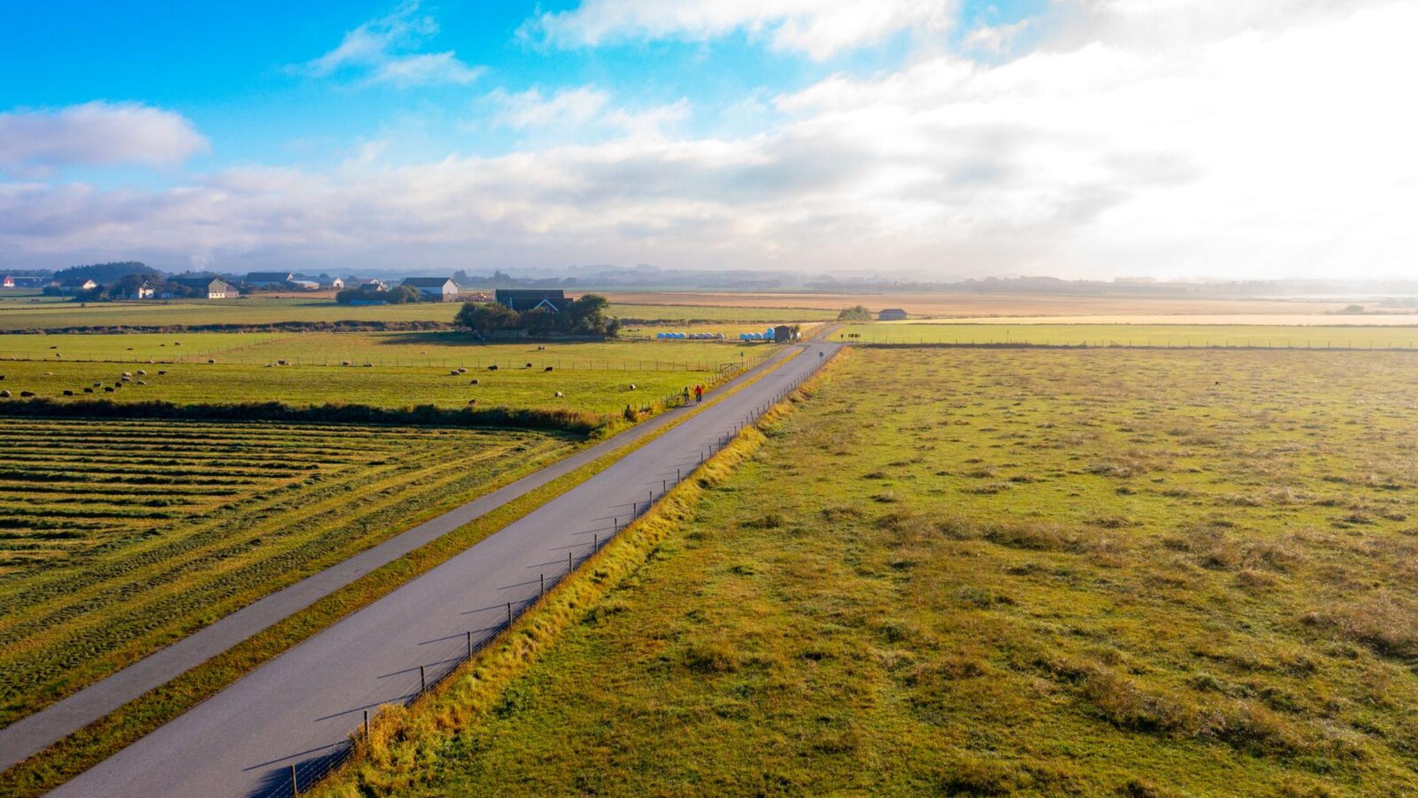 A road in the flat-land of Jæren in the Stavanger region, Fjord Norway.