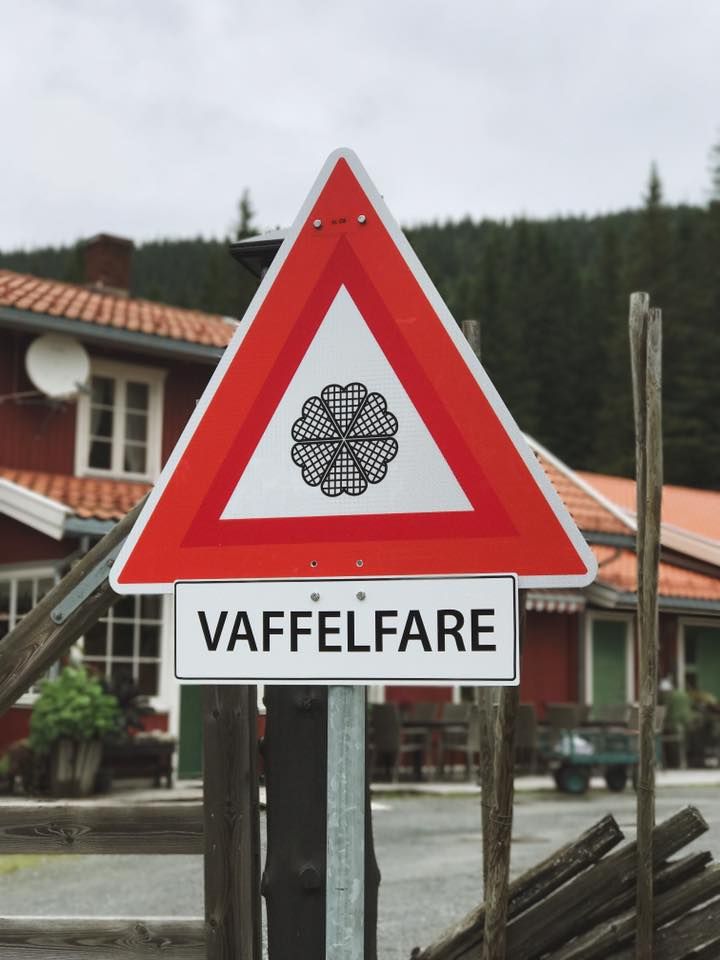 Waffle sign at Torsætra Kafé in Skreia