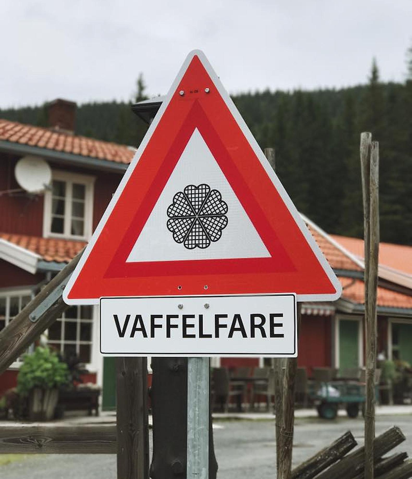 Waffle sign at Torsætra Kafé in Skreia