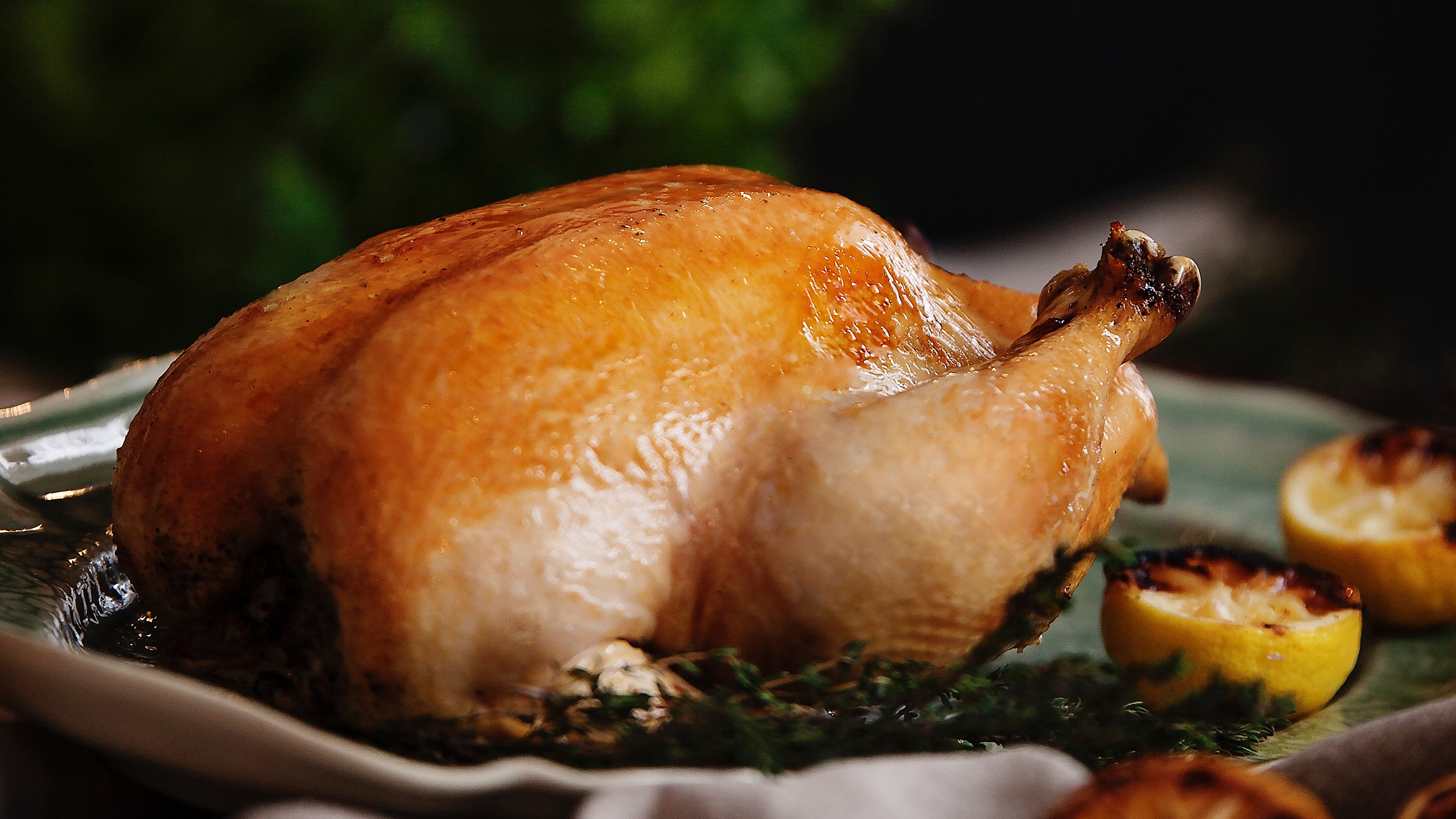 Roast chicken from Hovelsrud farm by Lake Mjøsa, Eastern Norway.