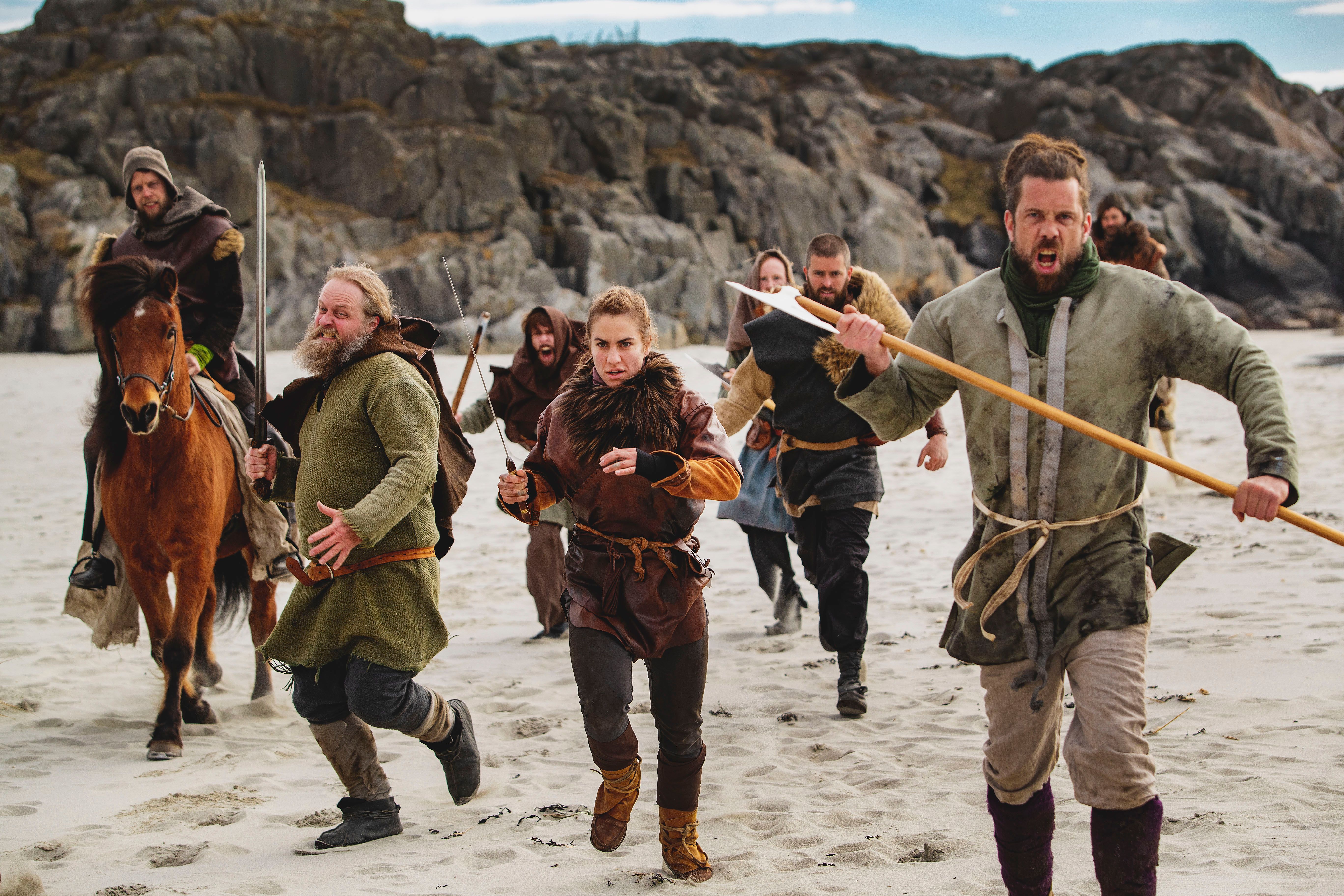 The Vikings come alive and attack on The Viking Planet in Oslo, Norway