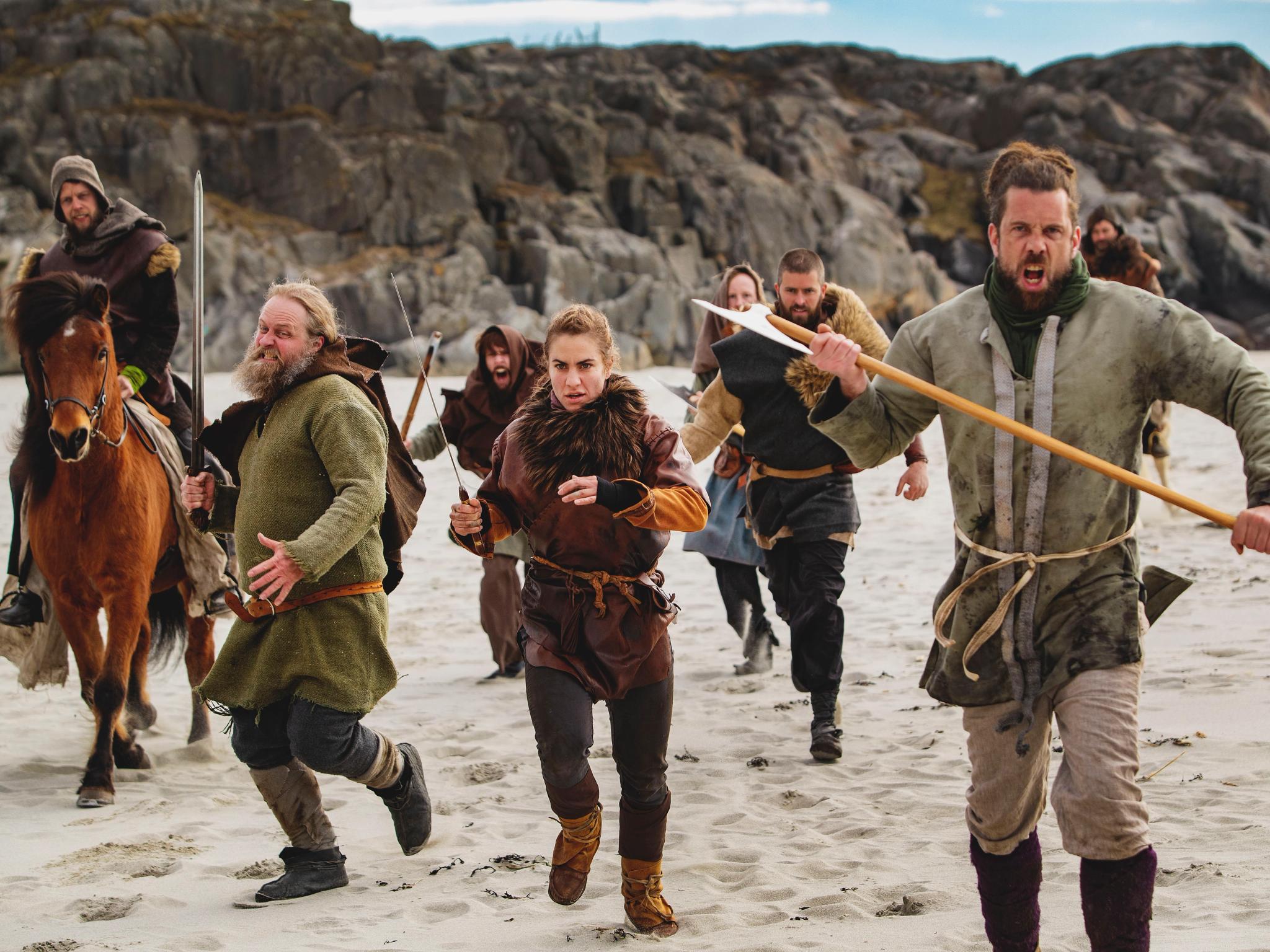 The Vikings come alive and attack on The Viking Planet in Oslo, Norway