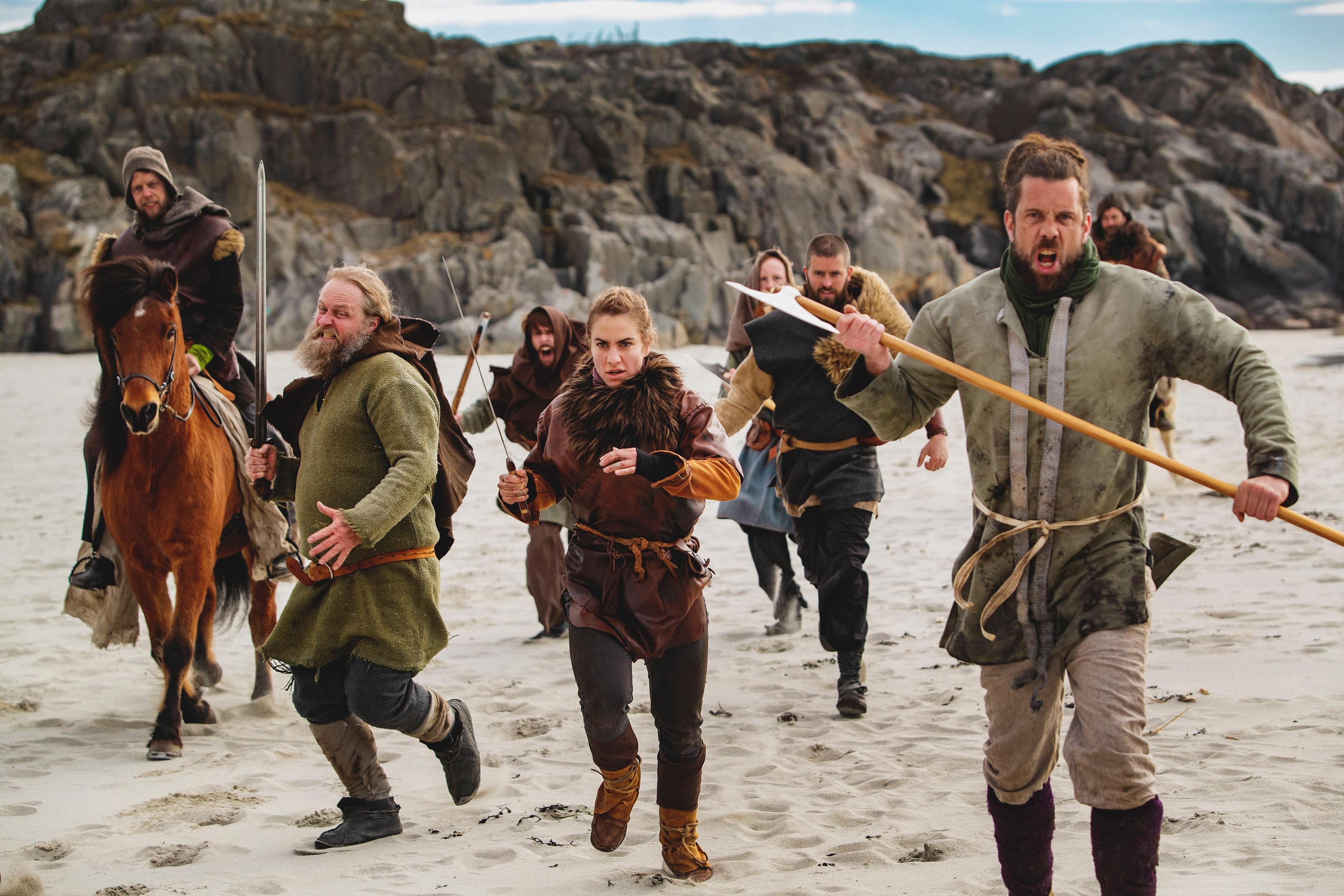 The Vikings come alive and attack on The Viking Planet in Oslo, Norway