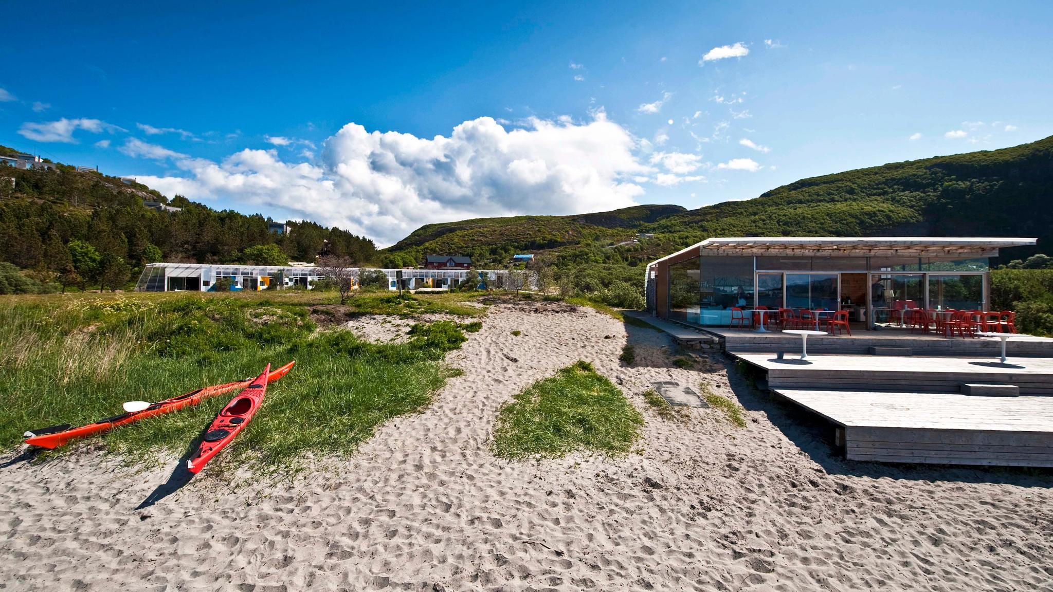 The beach bar and beach hotel at Stokkøya in Trøndelag, Norway