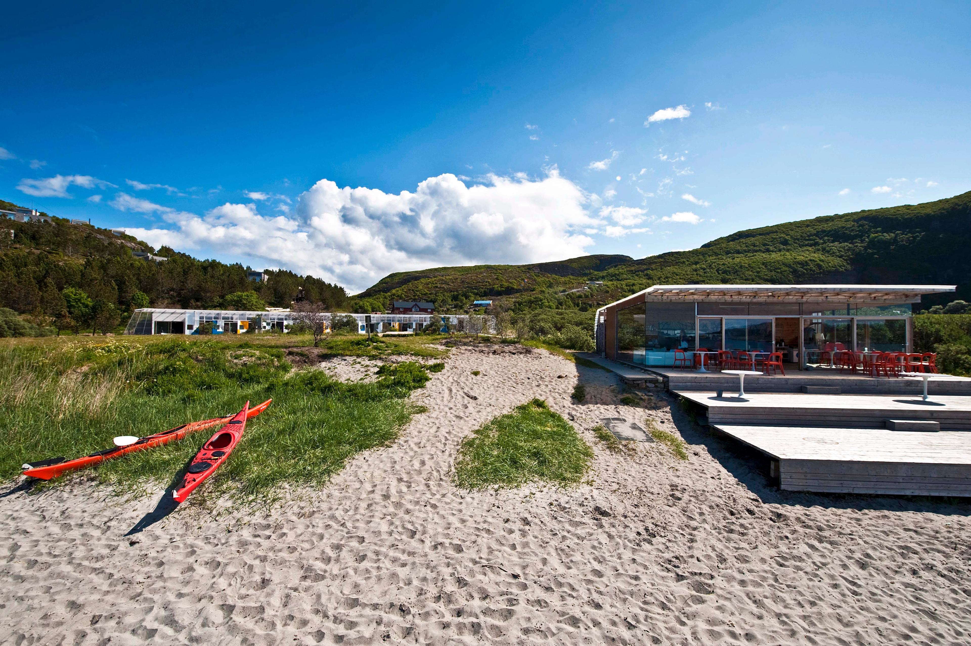 The beach bar and beach hotel at Stokkøya in Trøndelag, Norway