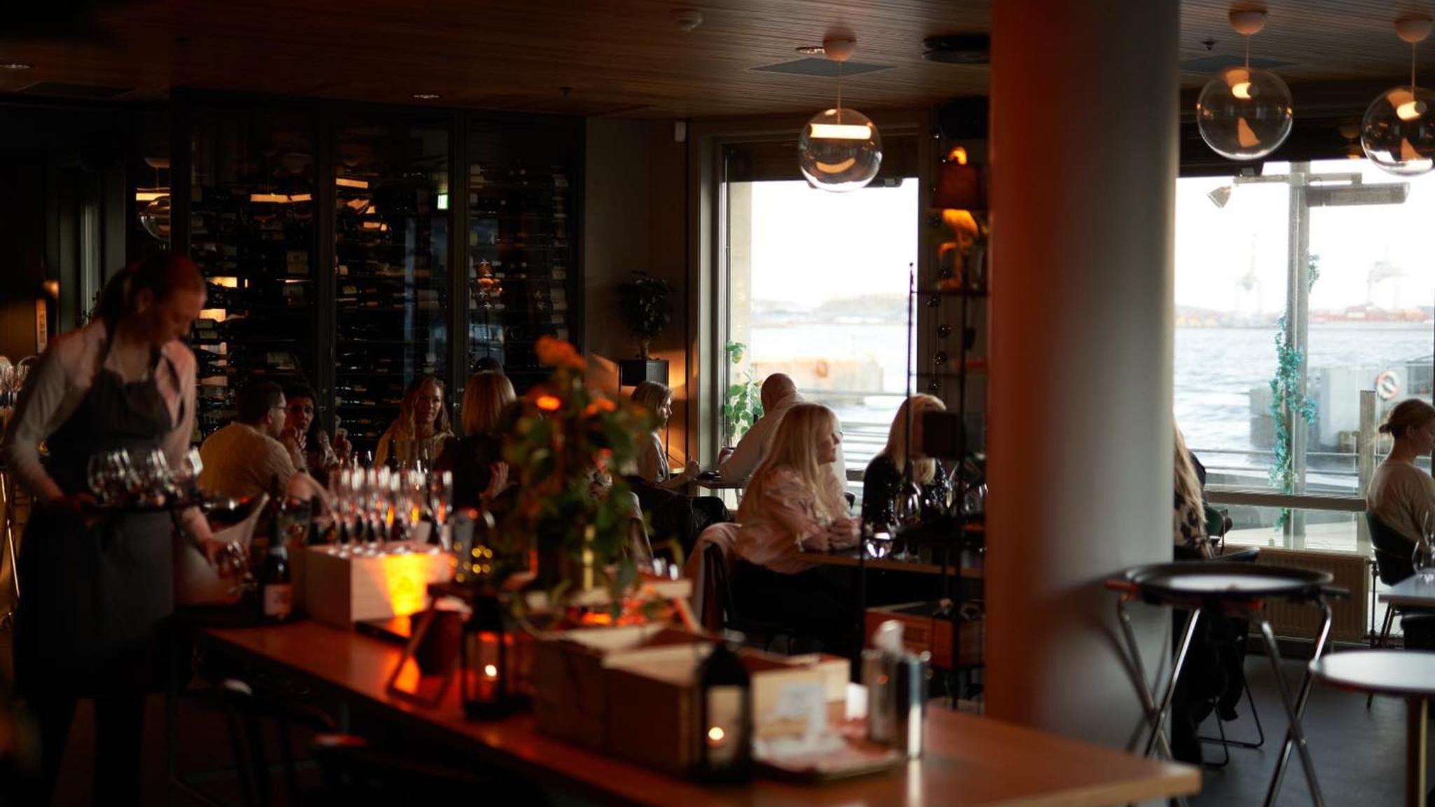 People sat at a restaurant