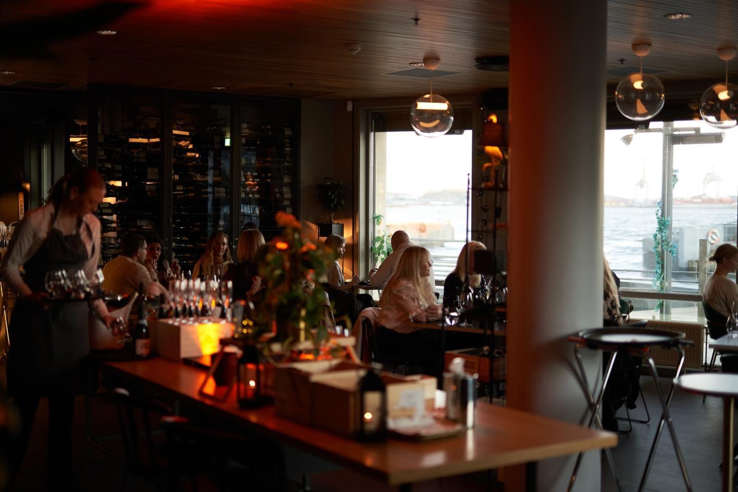 People sat at a restaurant