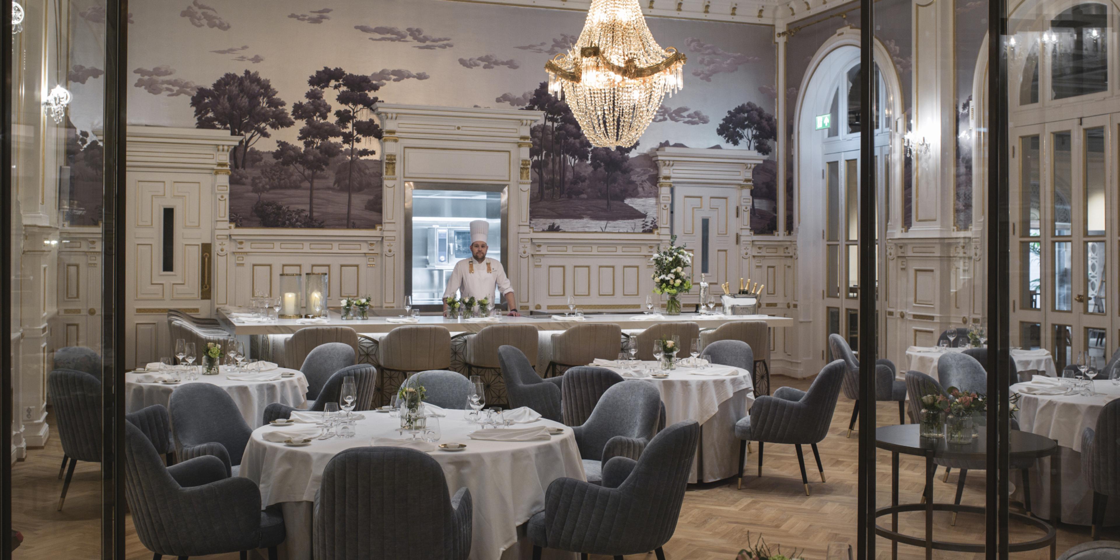 Bocuse d'Or silver medalist Christopher Davidsen inside Speilsalen restaurant at Britannia Hotel in Trondheim