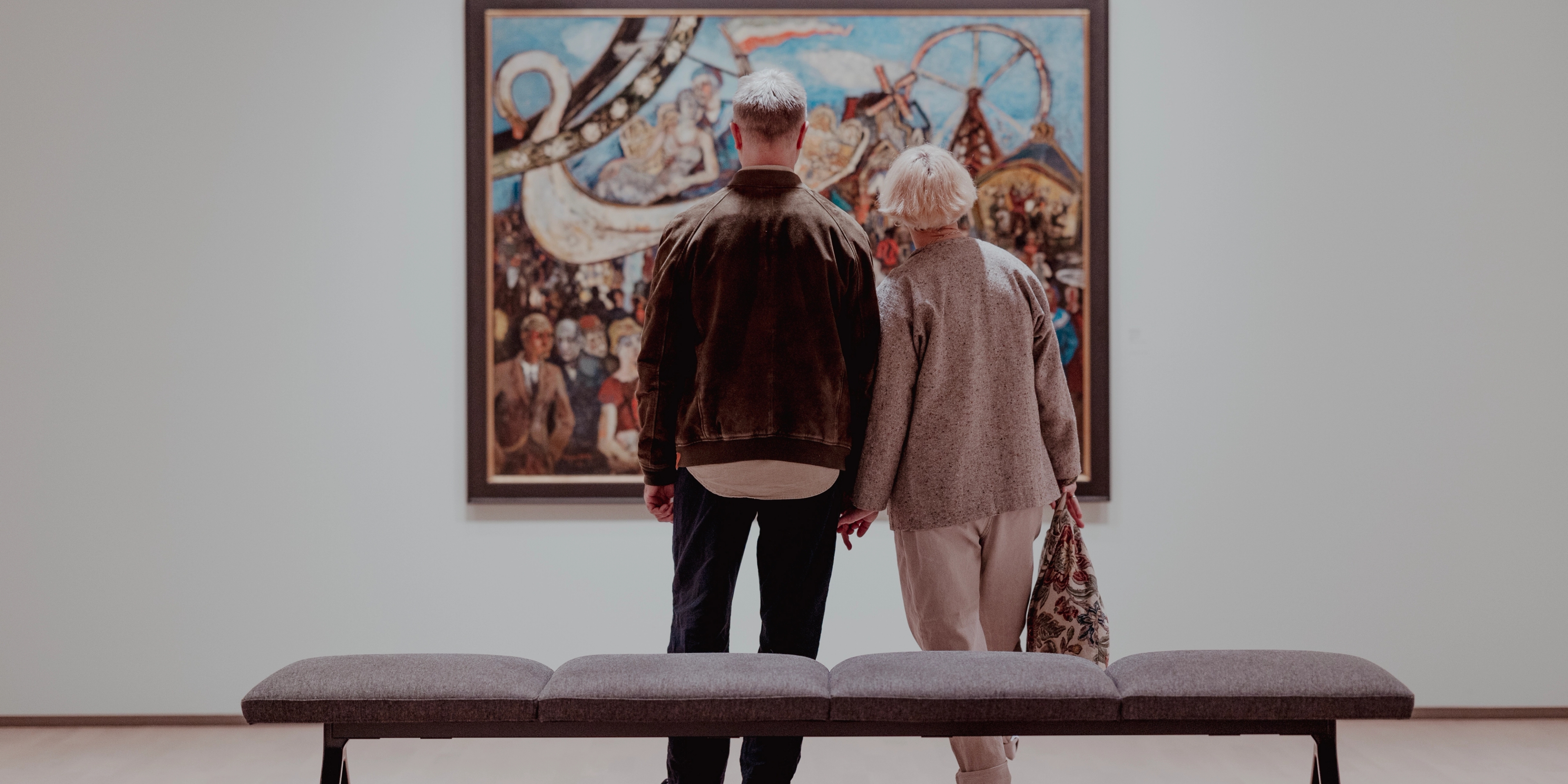 A couple admiring art at Kunstsilo Museum
