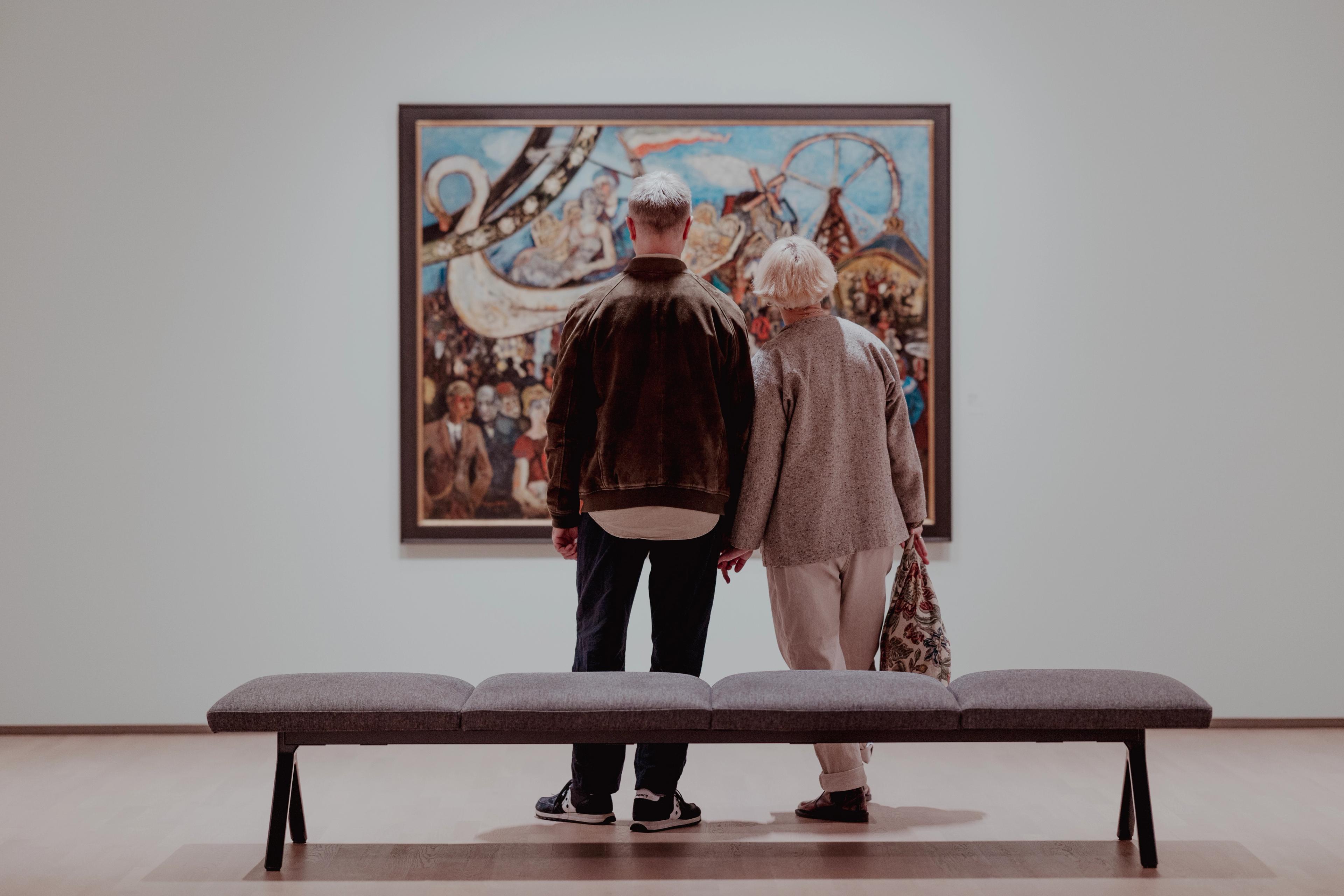 A couple admiring art at Kunstsilo Museum