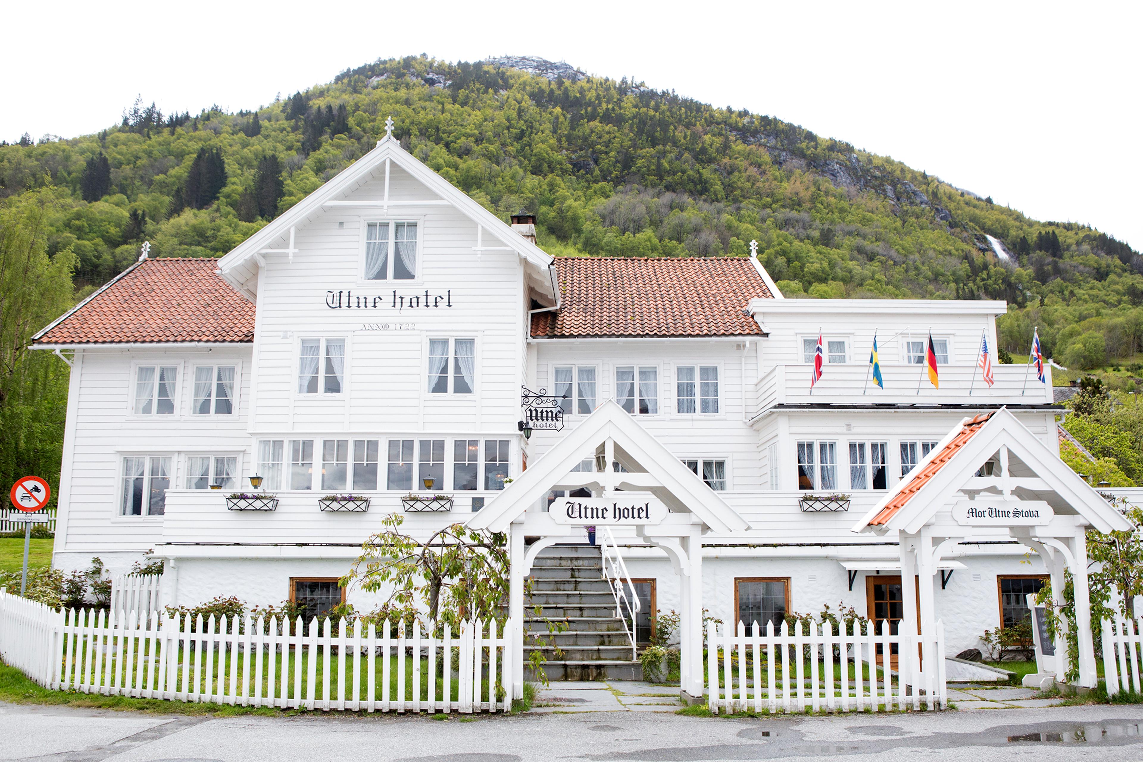 Outside the old Utne Hotel in Hardanger