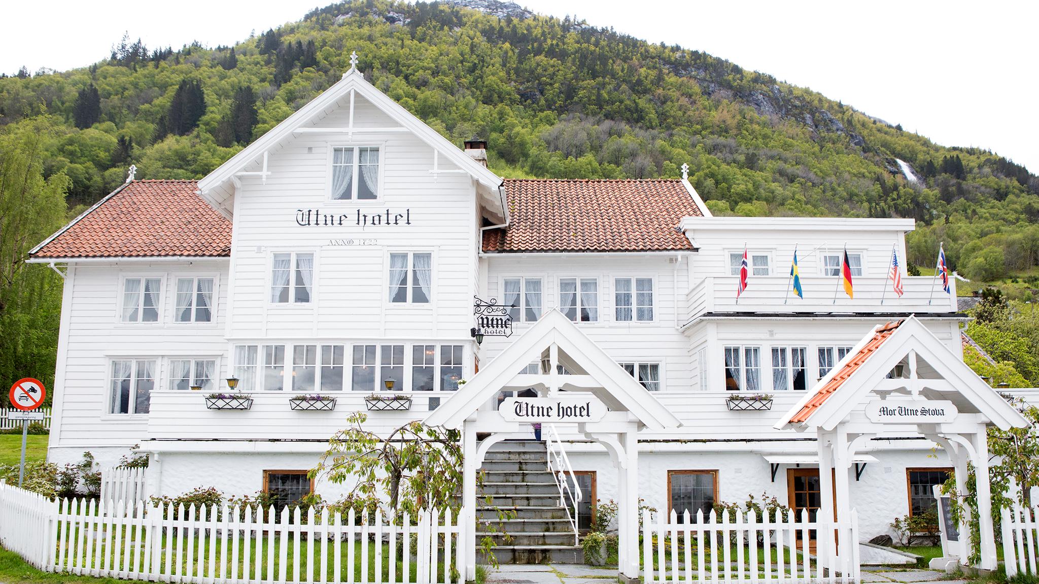 Outside the old Utne Hotel in Hardanger