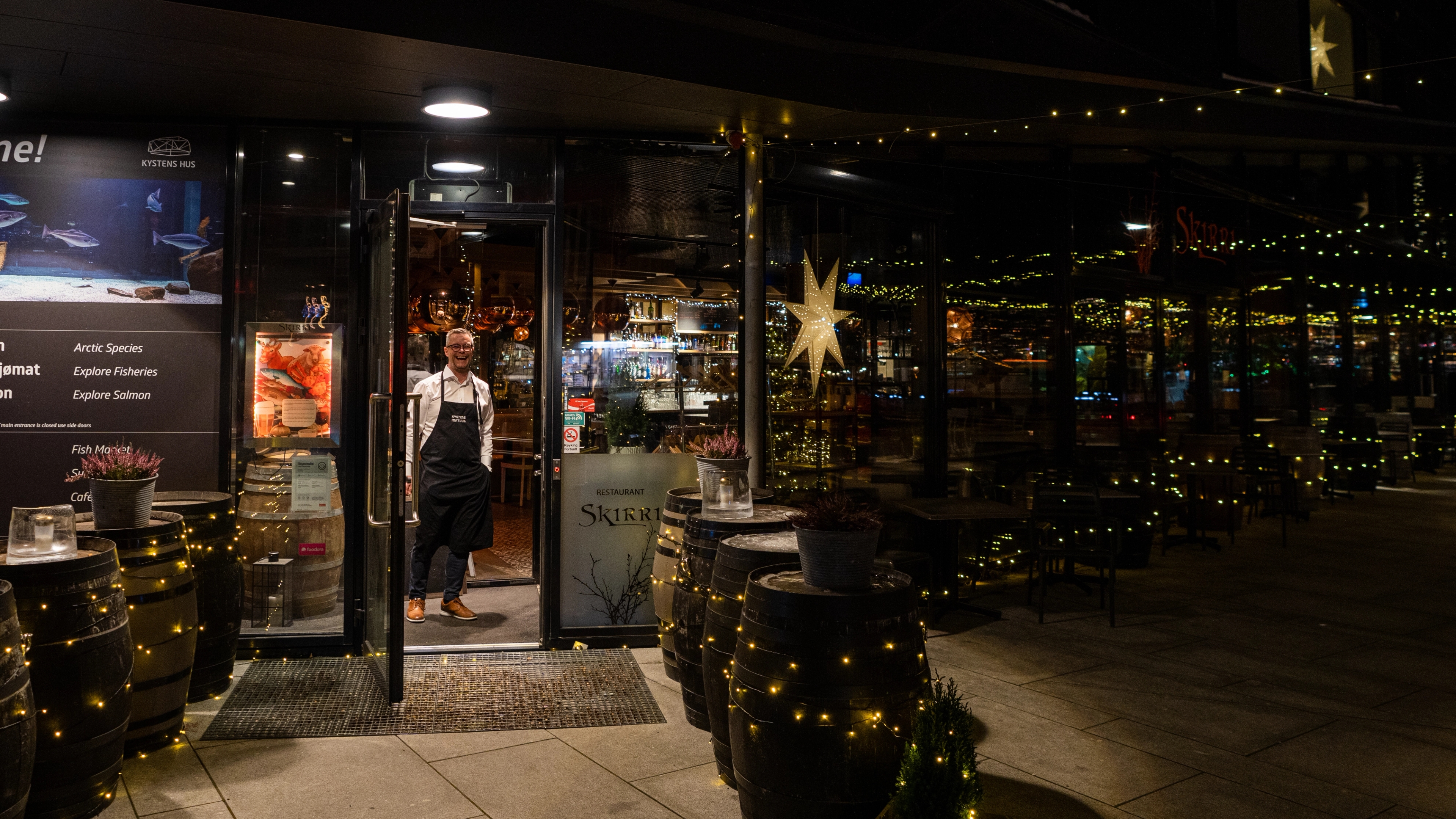 CEO of restaurant Skirri in Tromsø meets us in the door