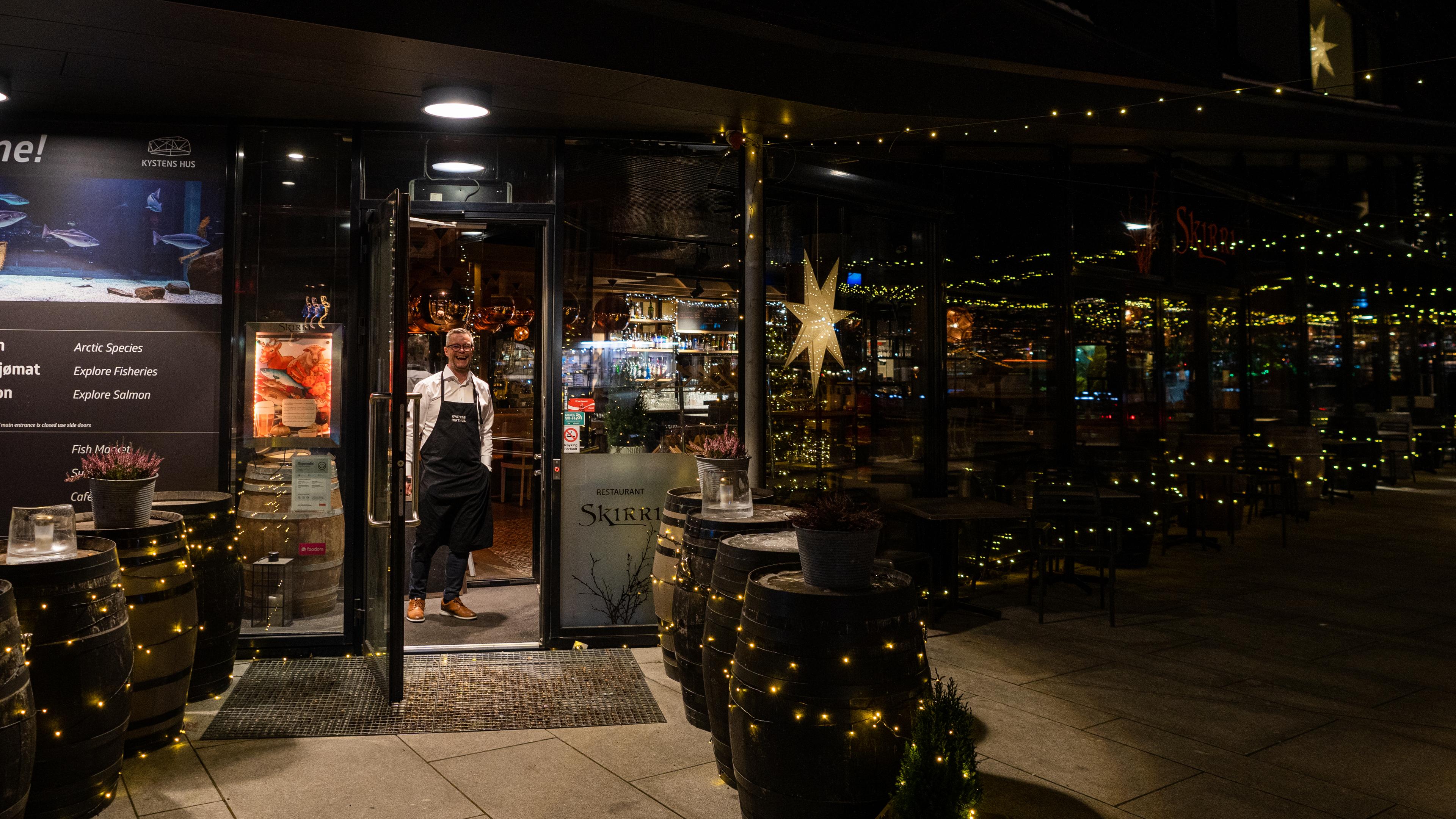 CEO of restaurant Skirri in Tromsø meets us in the door