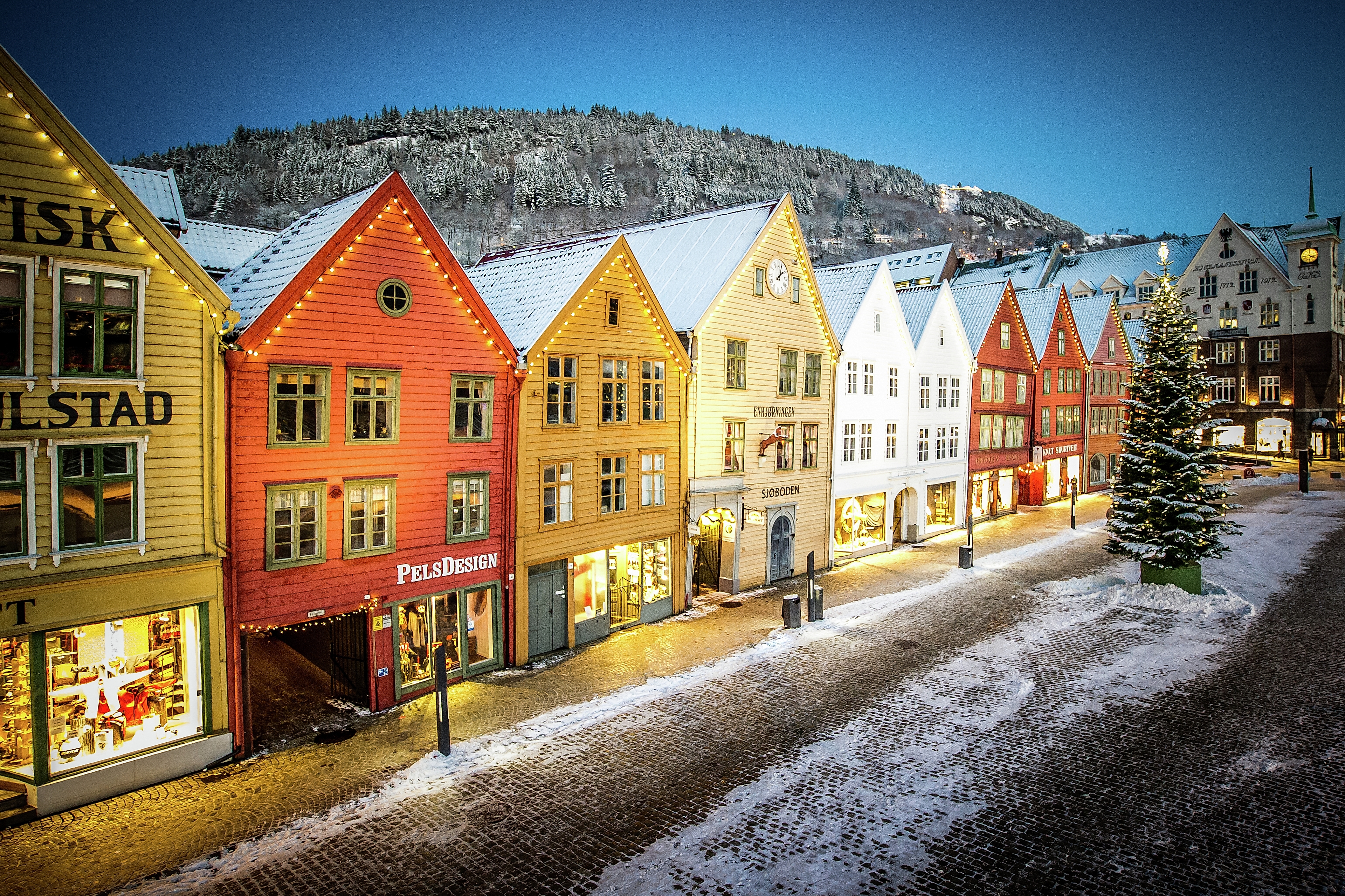 Christmas at Bryggen in Bergen, Fjord Norway