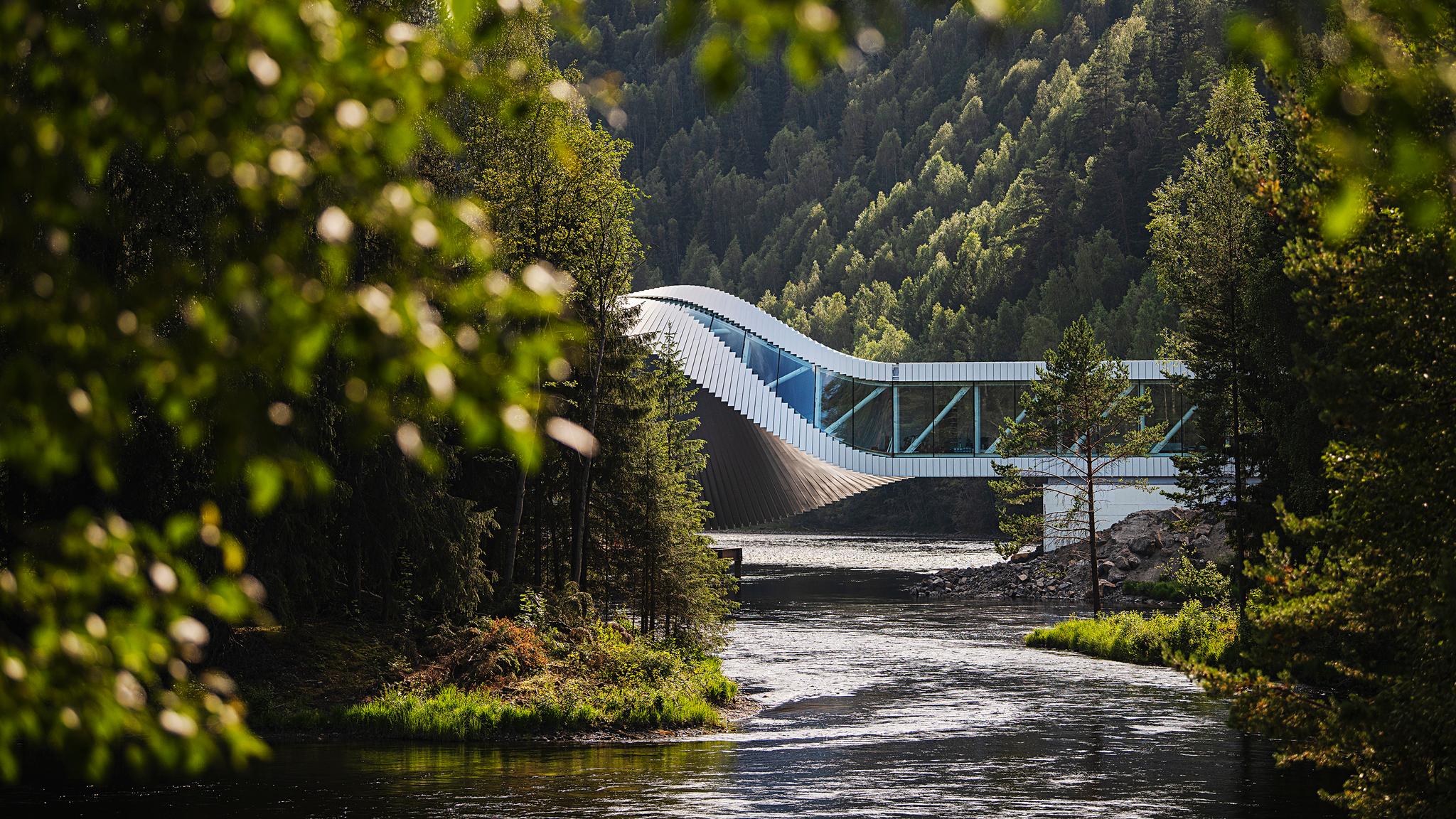 Bâtiment The Twist accueillant des expositions au musée Kistefos, Hadeland, Norvège de l’Est