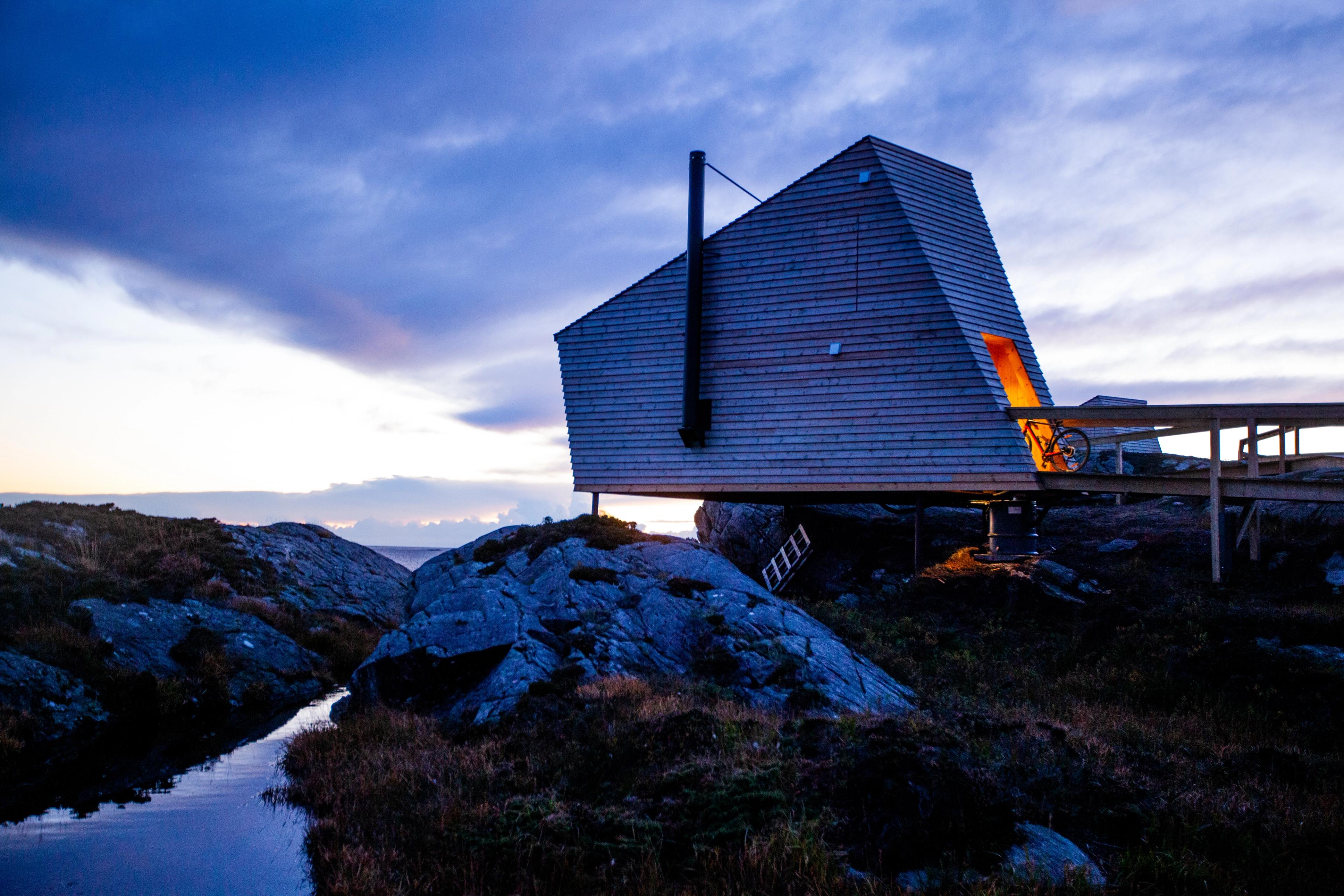 Flokehyttene, a wooden cabin outside Haugesund, Western Norway
