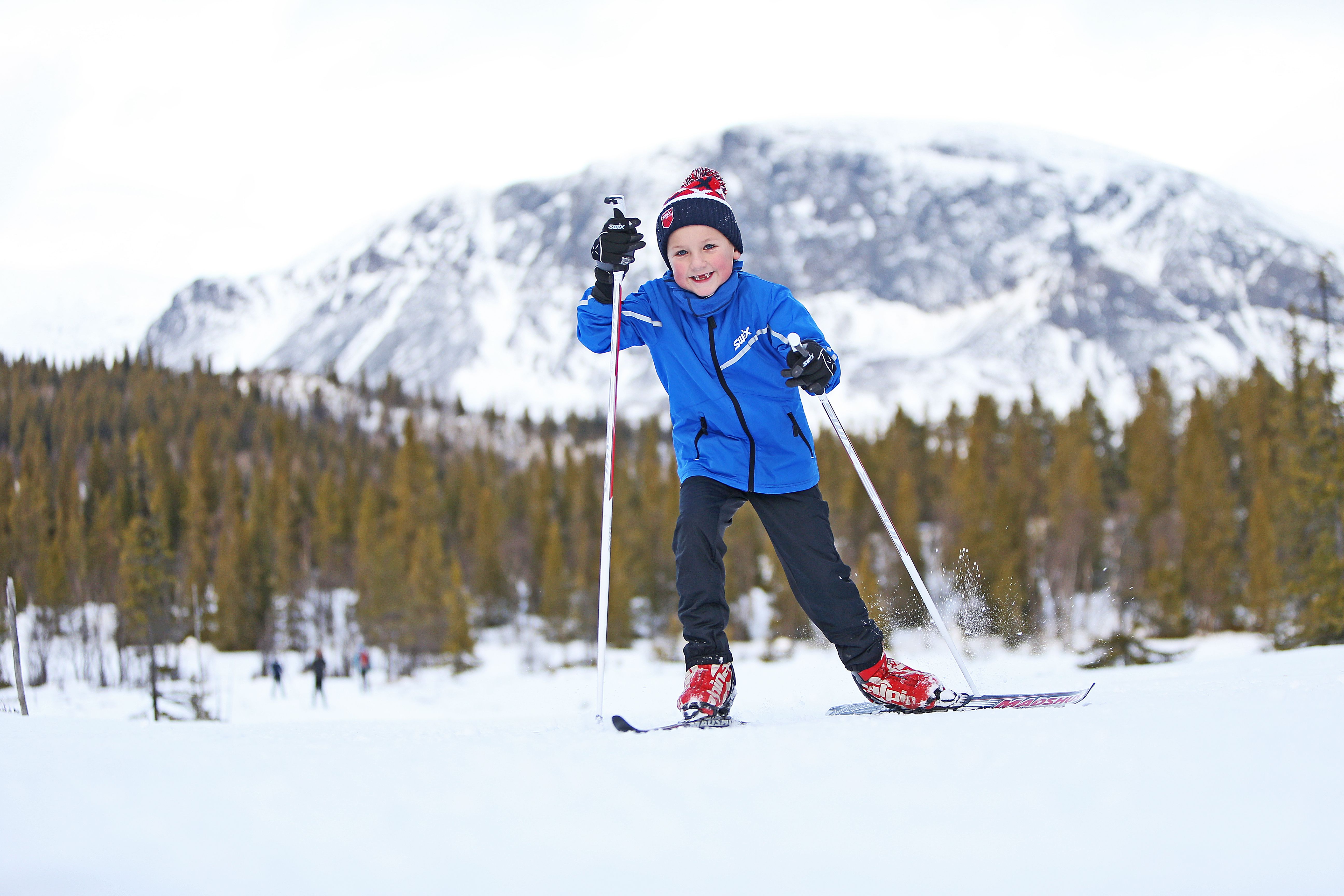 Boy cross-country skiing in Hemsedal, Eastern Norway