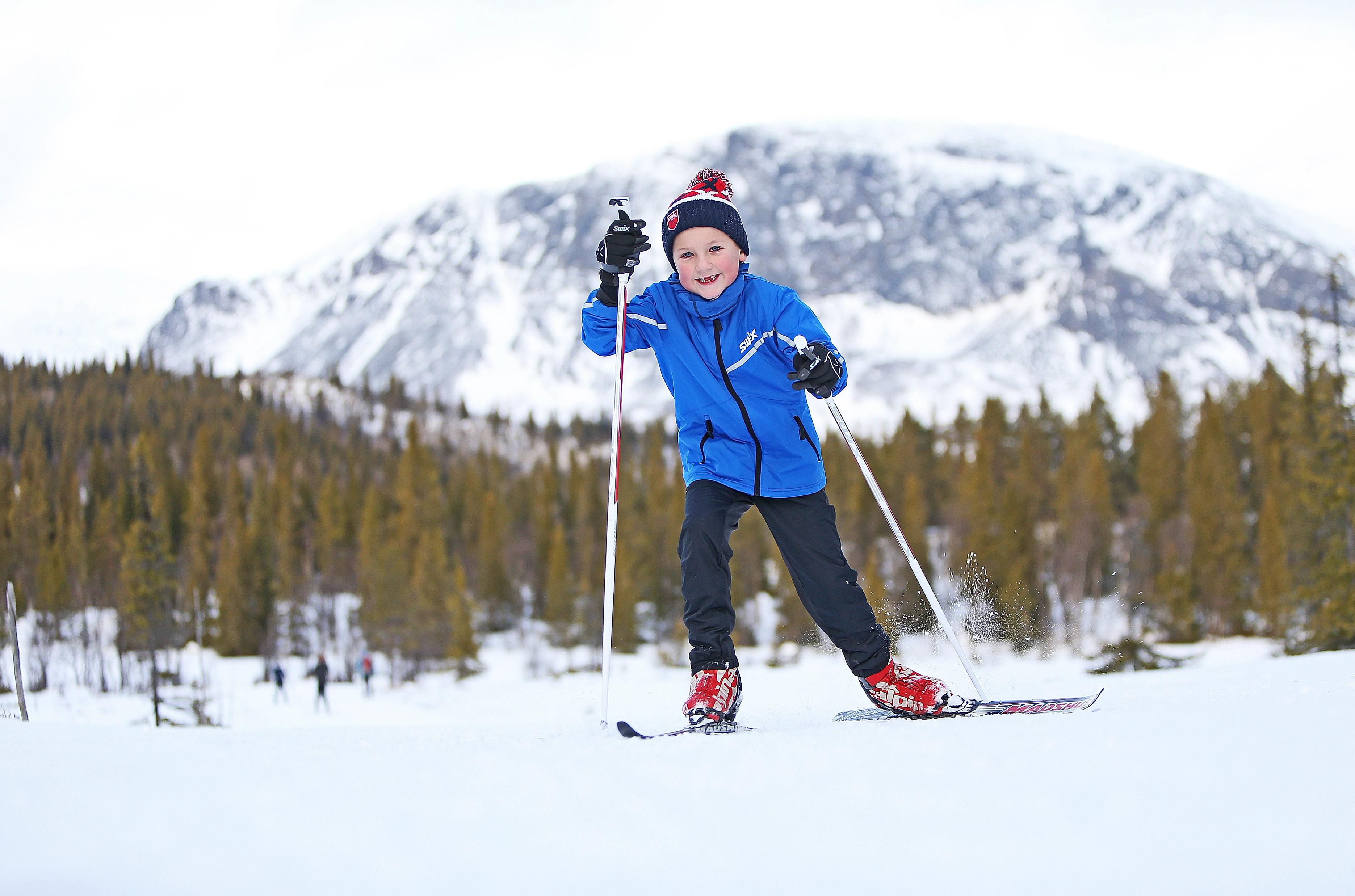 Boy cross-country skiing in Hemsedal, Eastern Norway