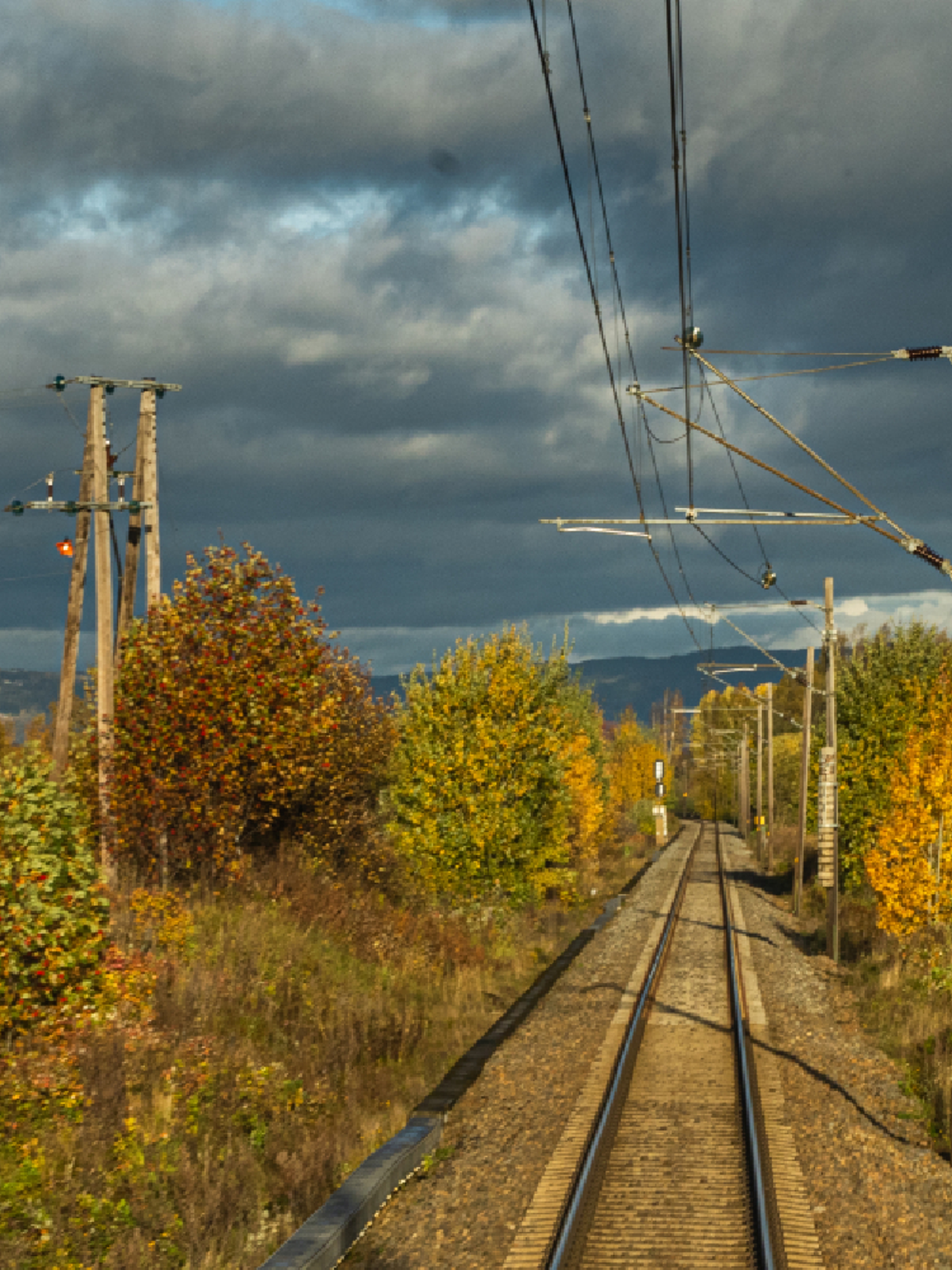 View through the window at the Dovre line railway