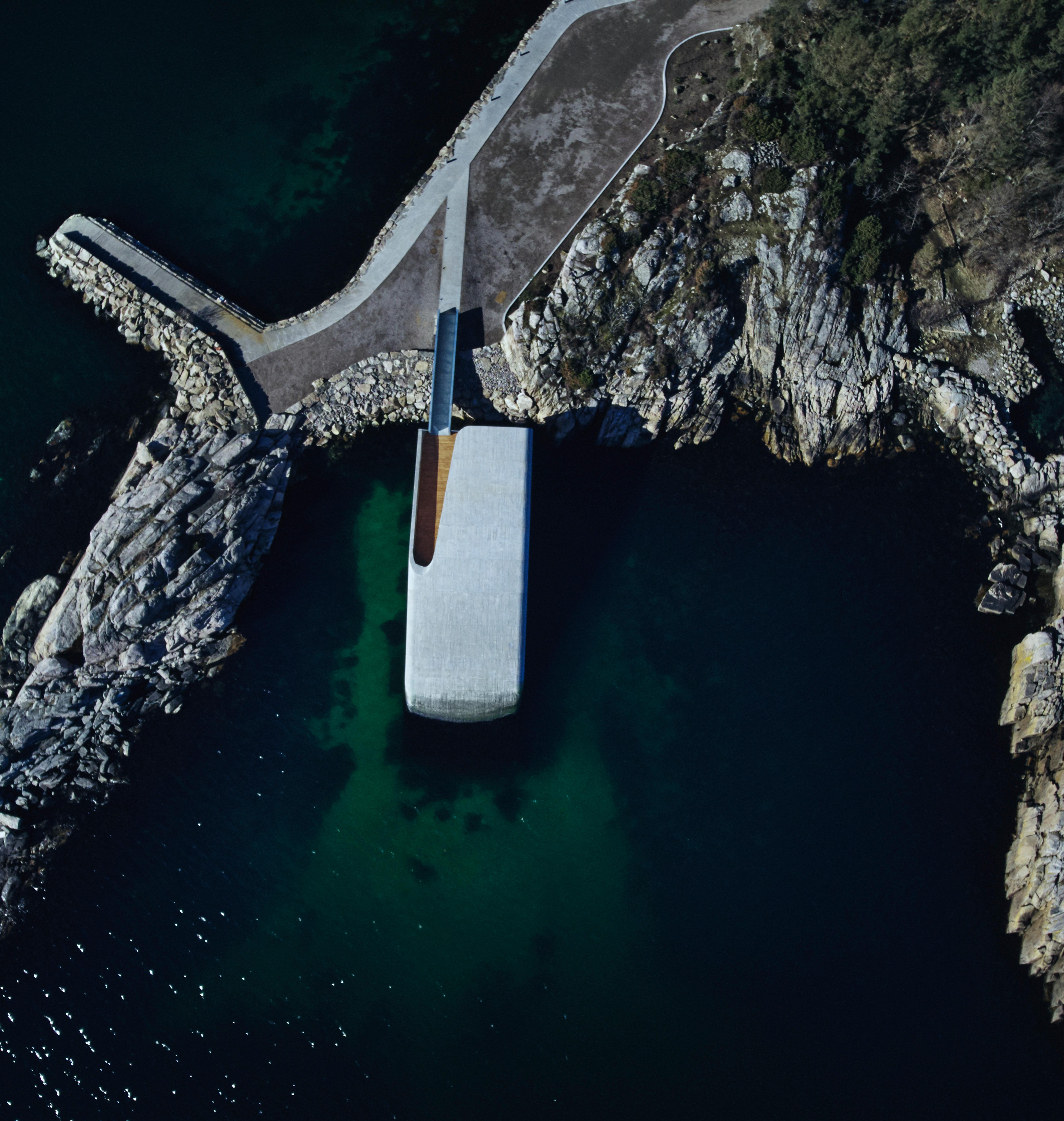 Restaurant Under from seen from above, Southern Norway.