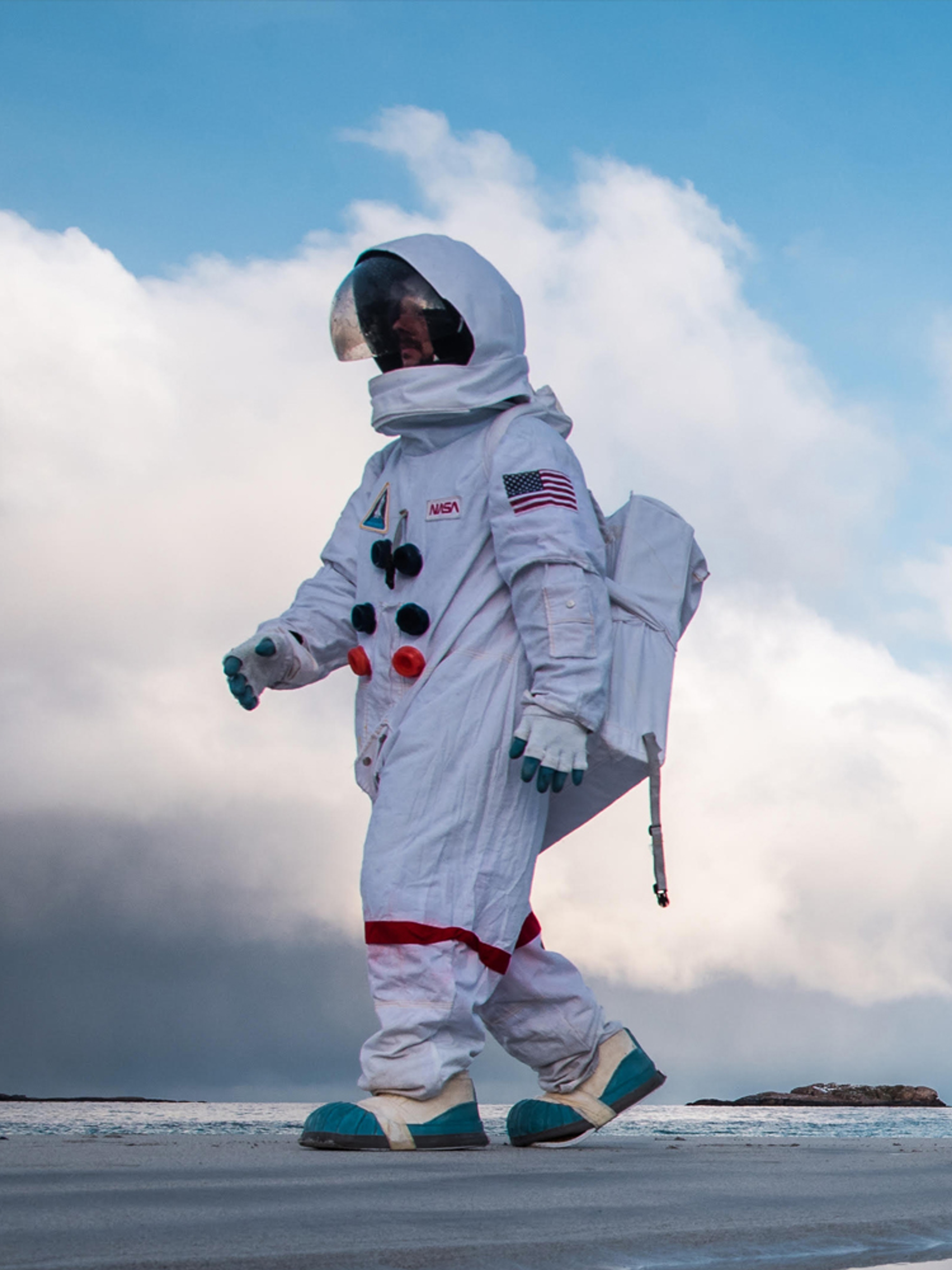 An astronaut at Andøya Space learning and experience center in Northern Norway