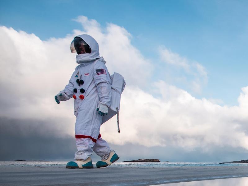 An astronaut at Andøya Space learning and experience center in Northern Norway