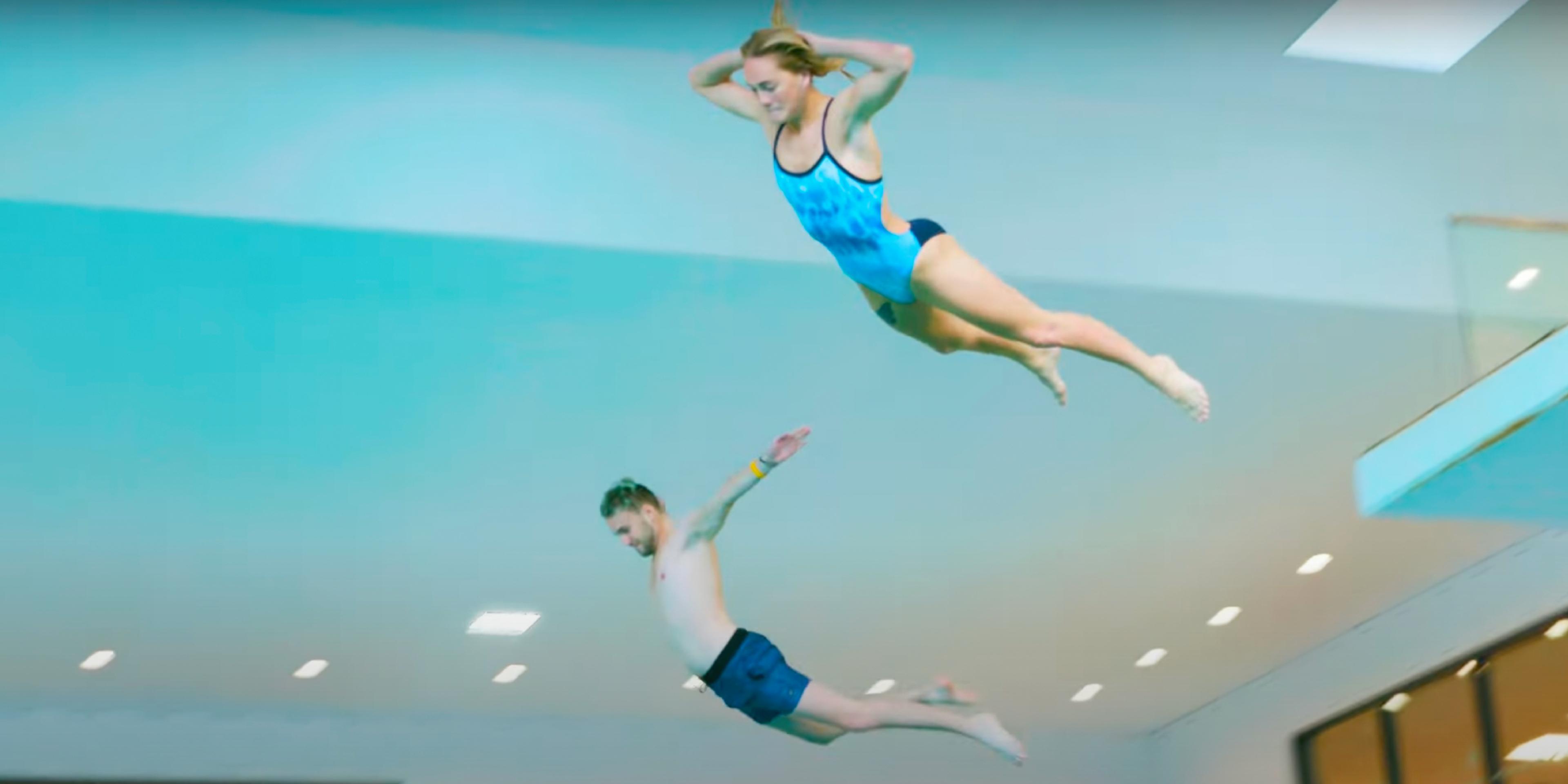 Jendrik death diving with the World Champion Ingrid Bru in Oslo