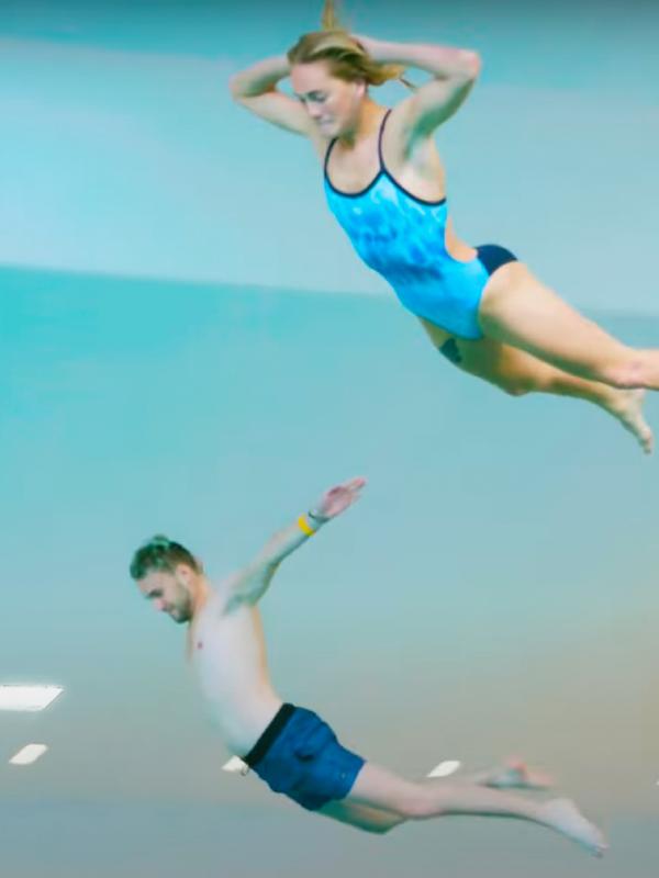 Jendrik death diving with the World Champion Ingrid Bru in Oslo