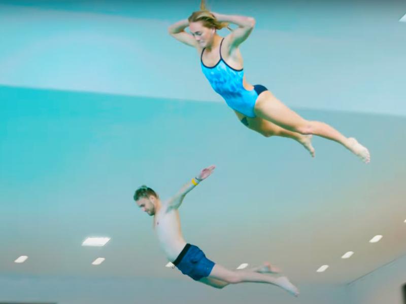 Jendrik death diving with the World Champion Ingrid Bru in Oslo