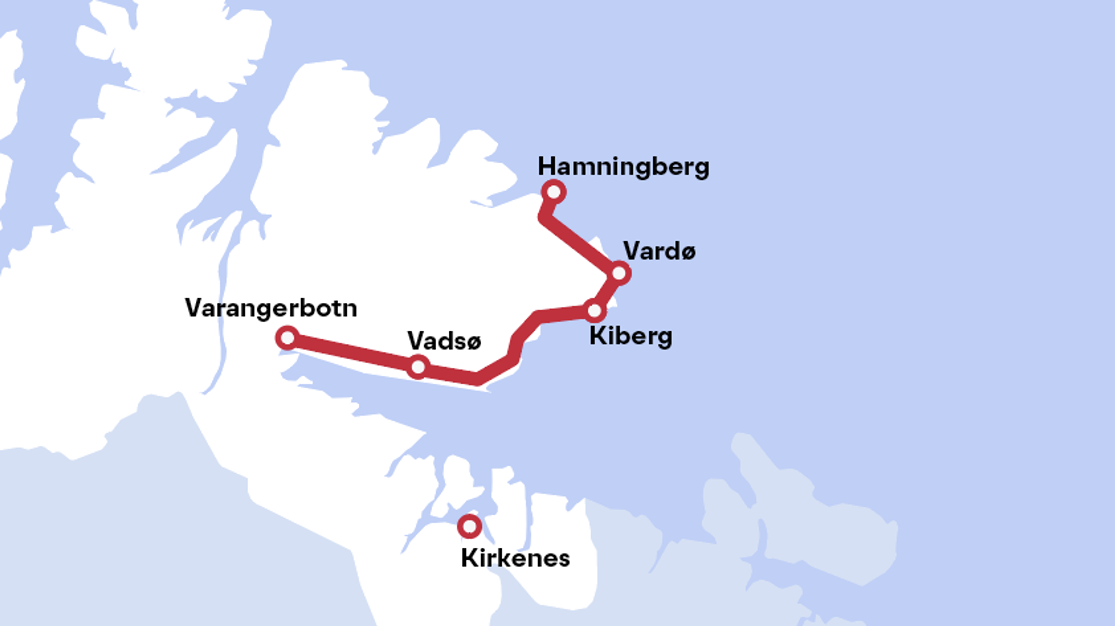 Map of Norwegian Scenic Route Varanger