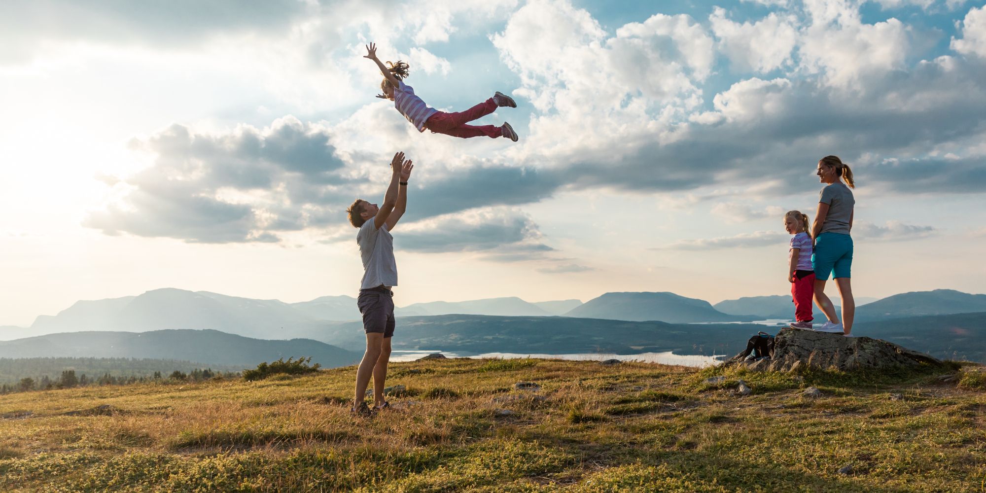 A family enjoying themselves in Gol, Eastern Norway