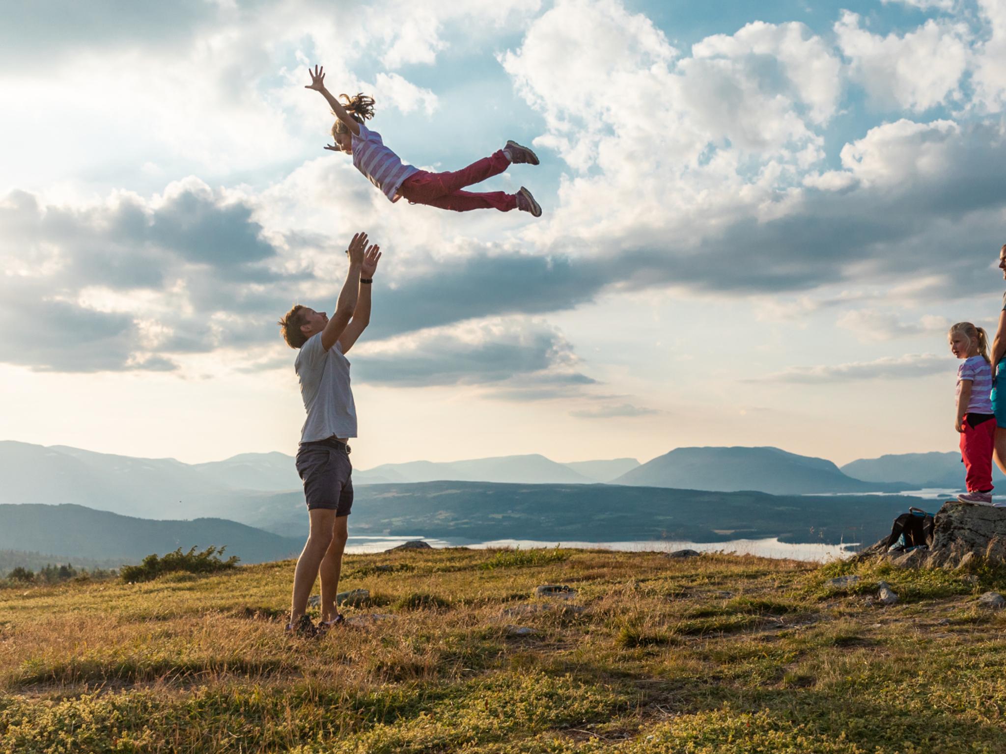 A family enjoying themselves in Gol, Eastern Norway