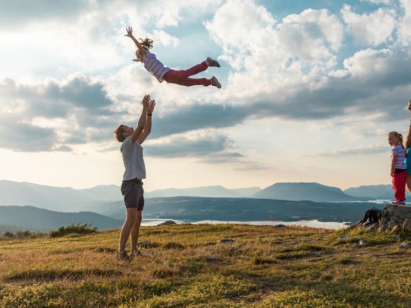 A family enjoying themselves in Gol, Eastern Norway