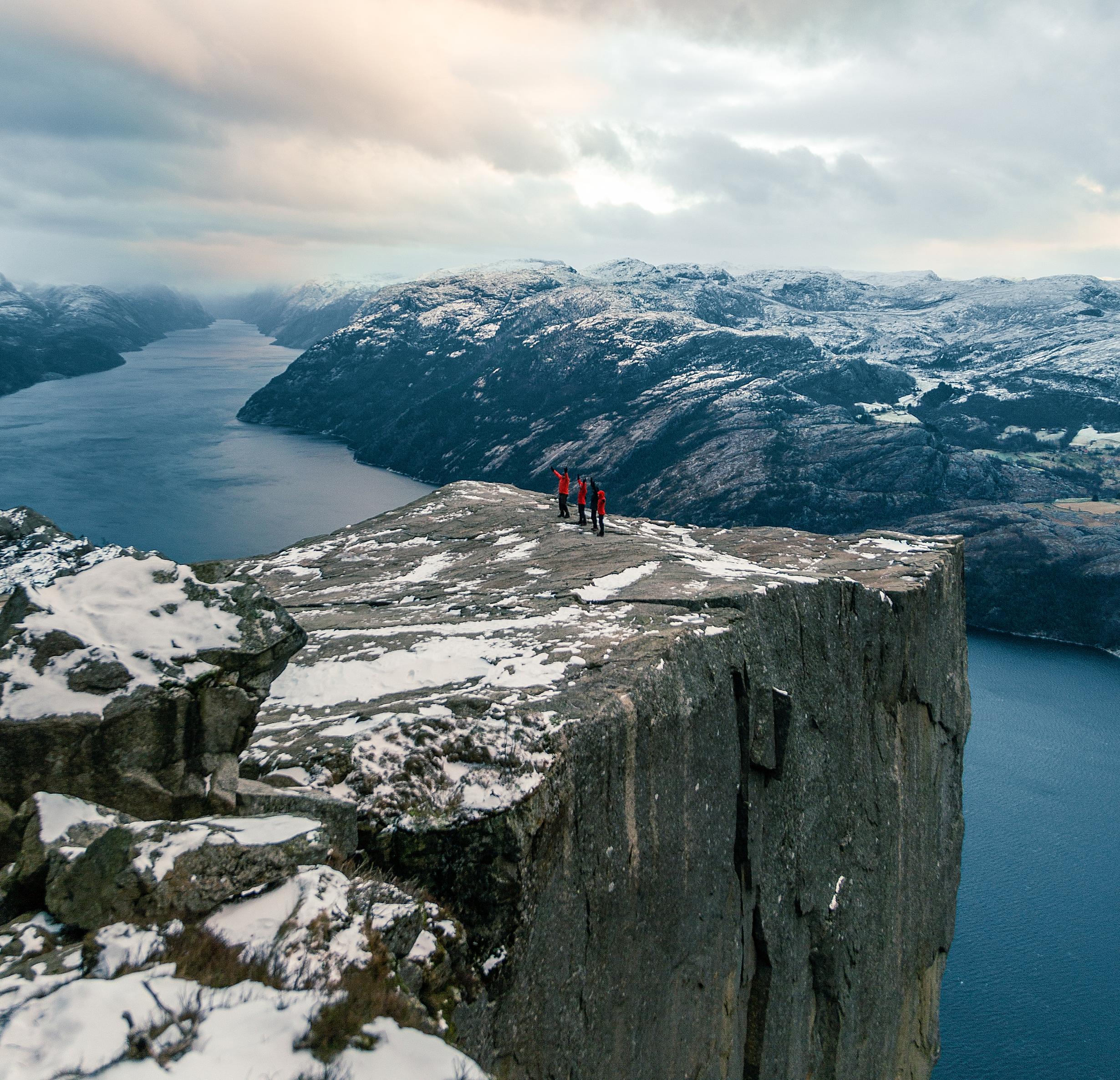 The Pulpit Rock and Lysefjorden in Ryfylke during winter, Fjord Norway