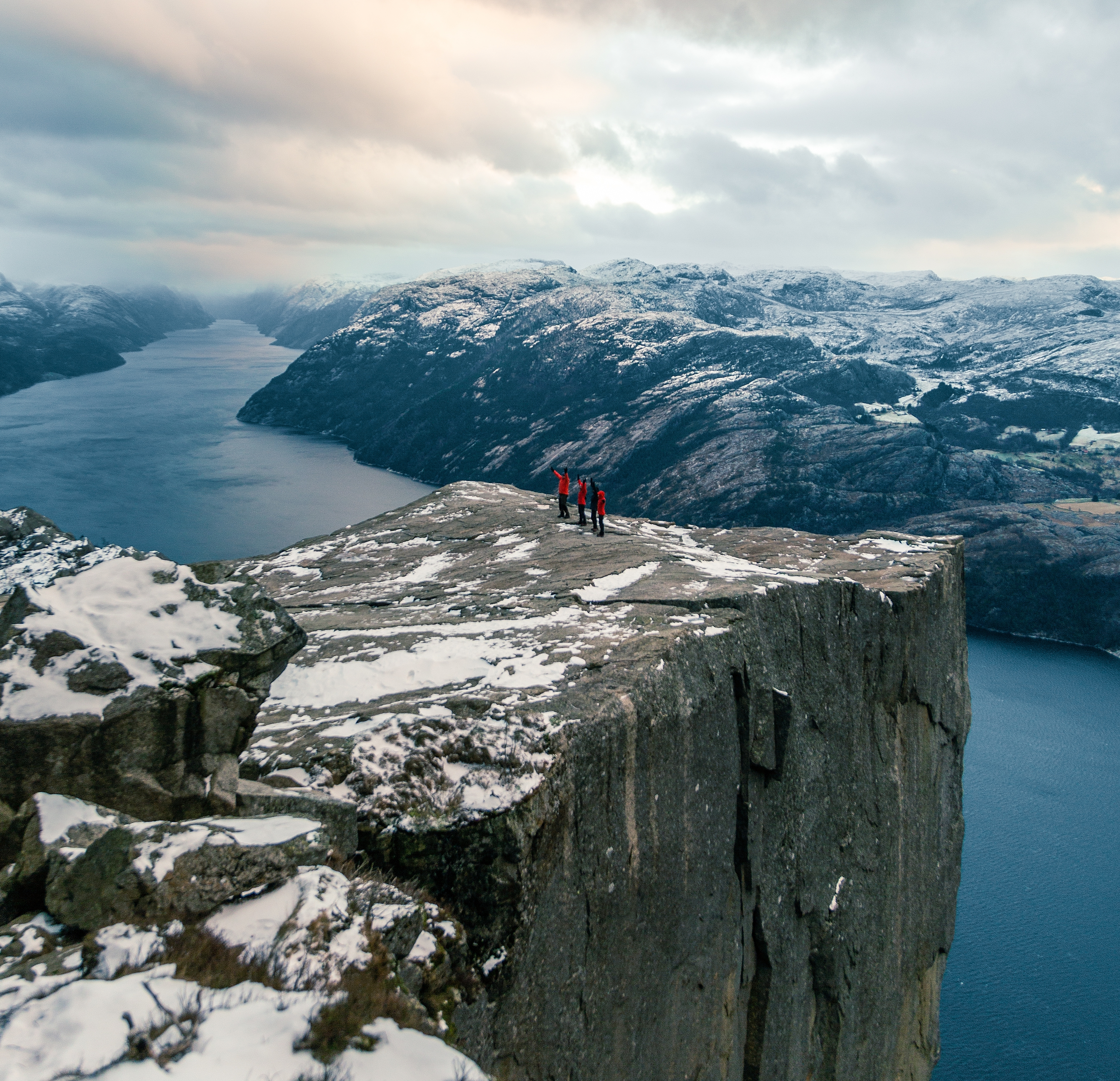 The Pulpit Rock and Lysefjorden in Ryfylke during winter, Fjord Norway