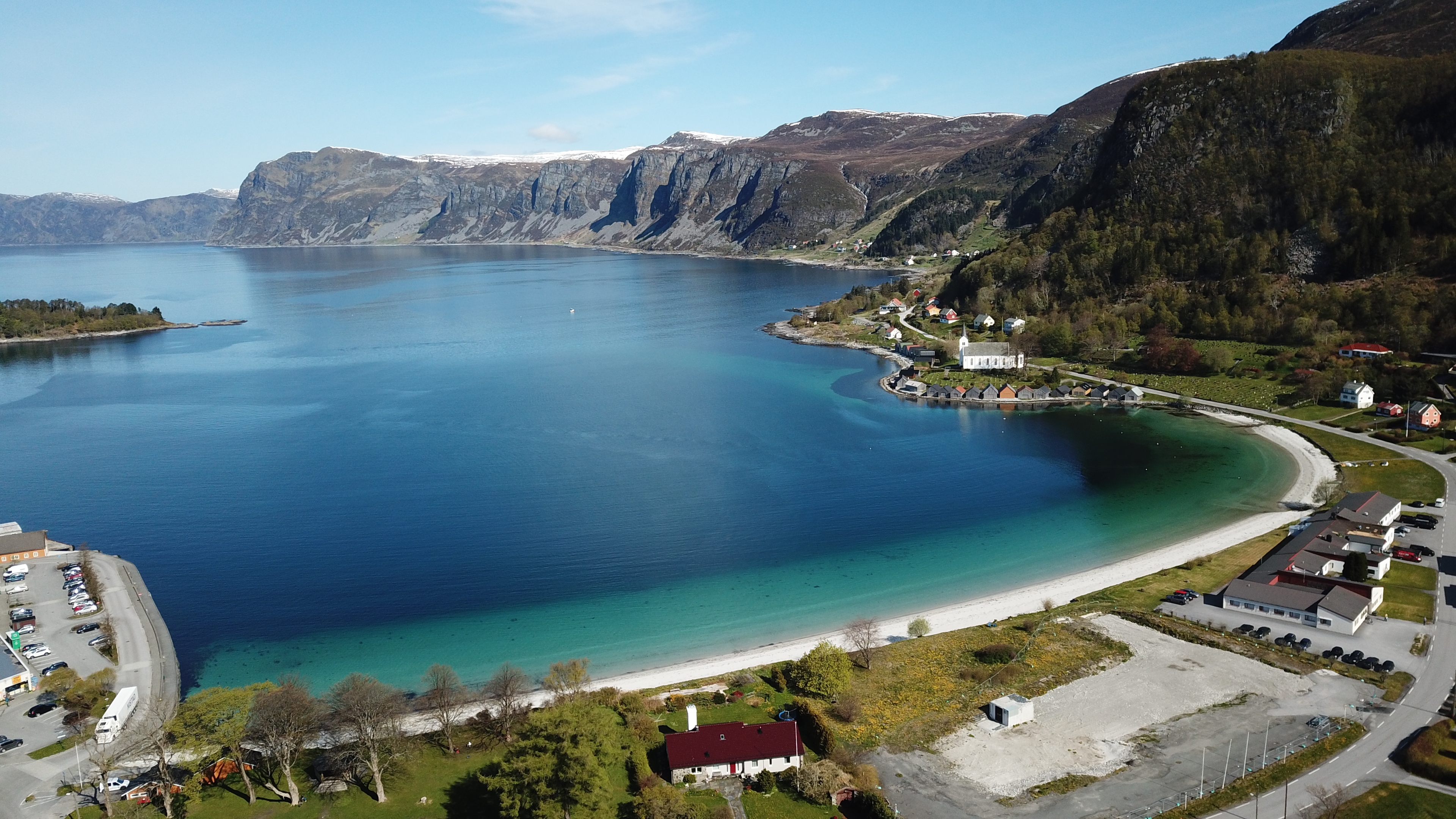 The Seljesanden beach in Selje in the district of Nordfjord in Fjord Norway