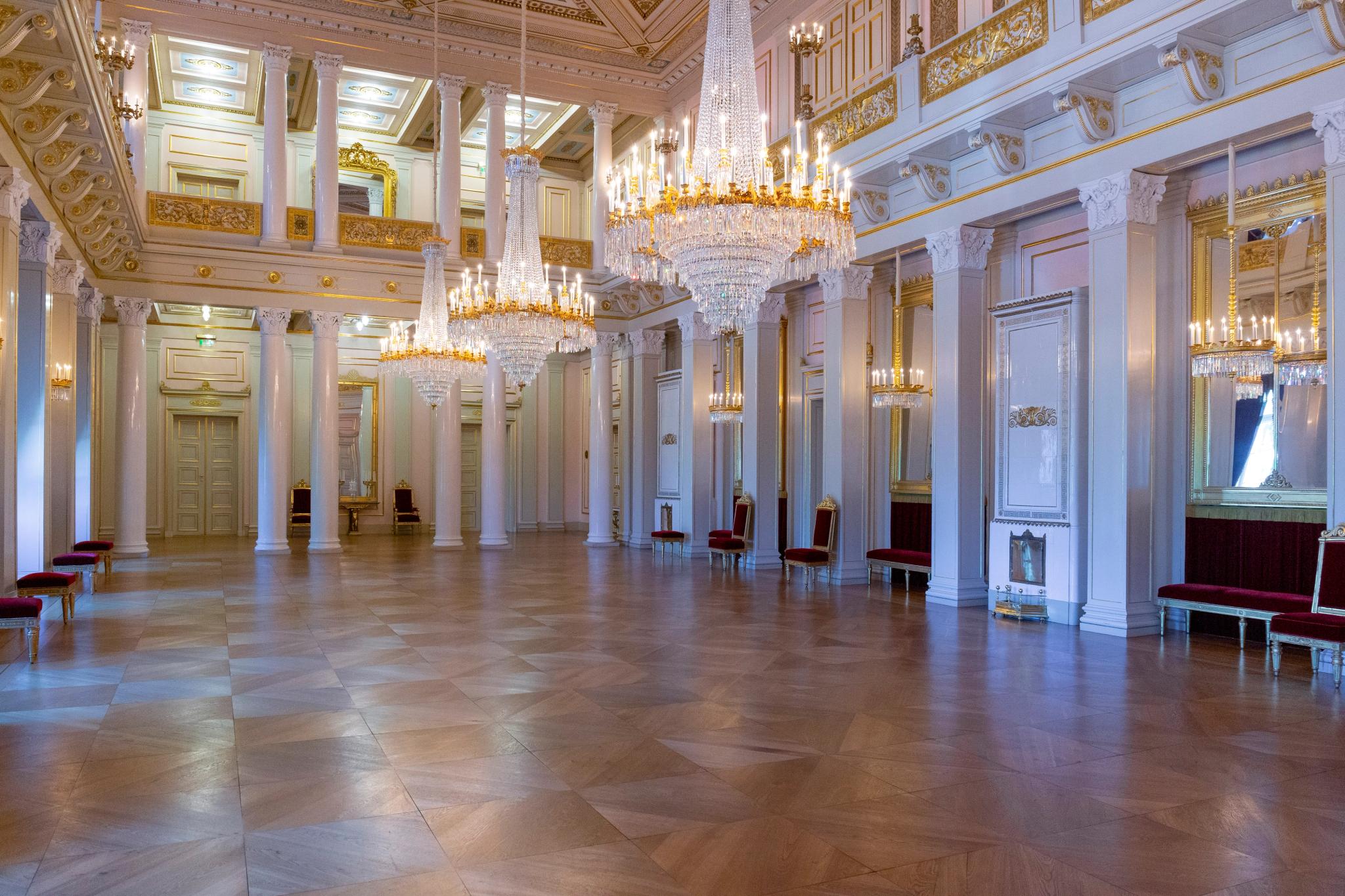 Interior from a ball room at The Royal Castle in Oslo