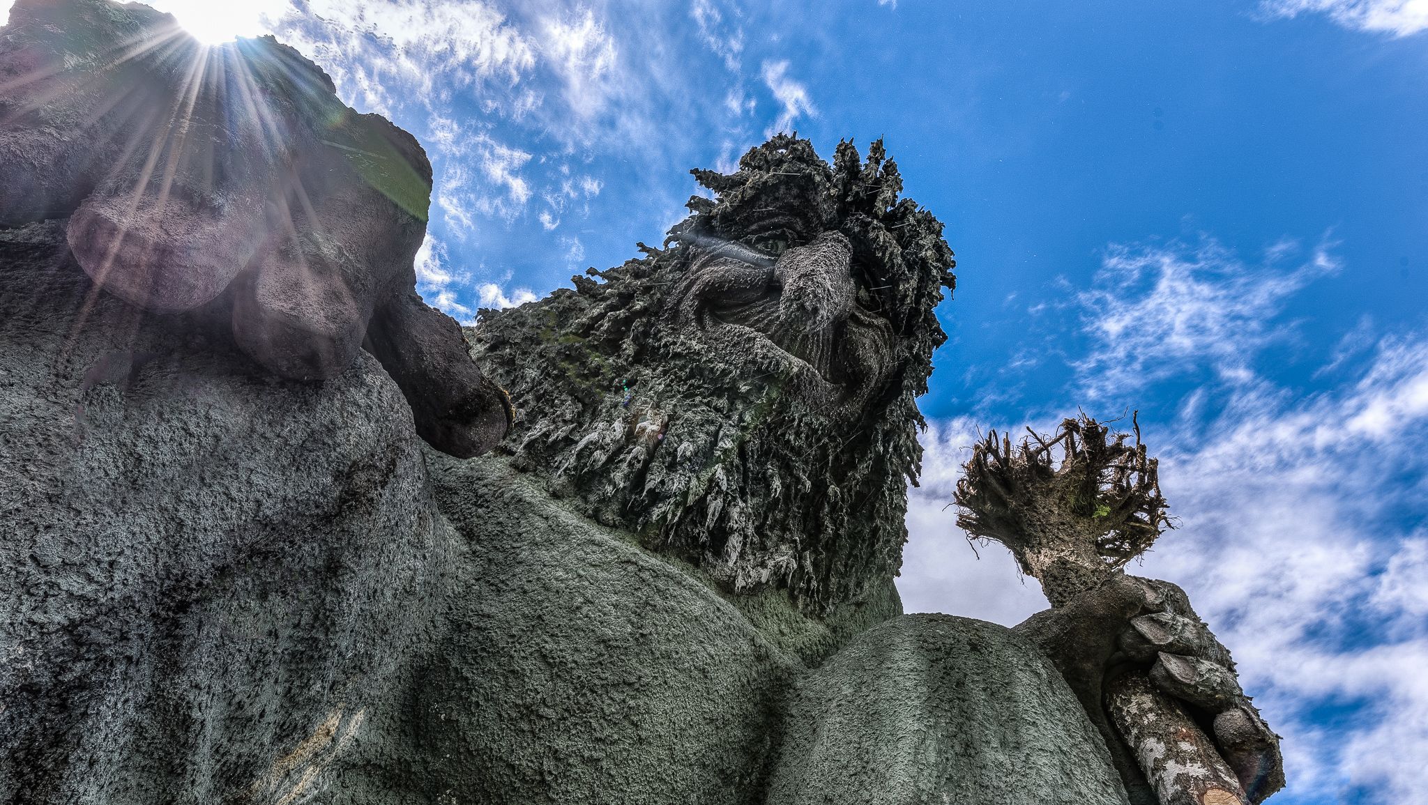 The Hunderfossen Troll at Hunderfossen fairytale park seen from below